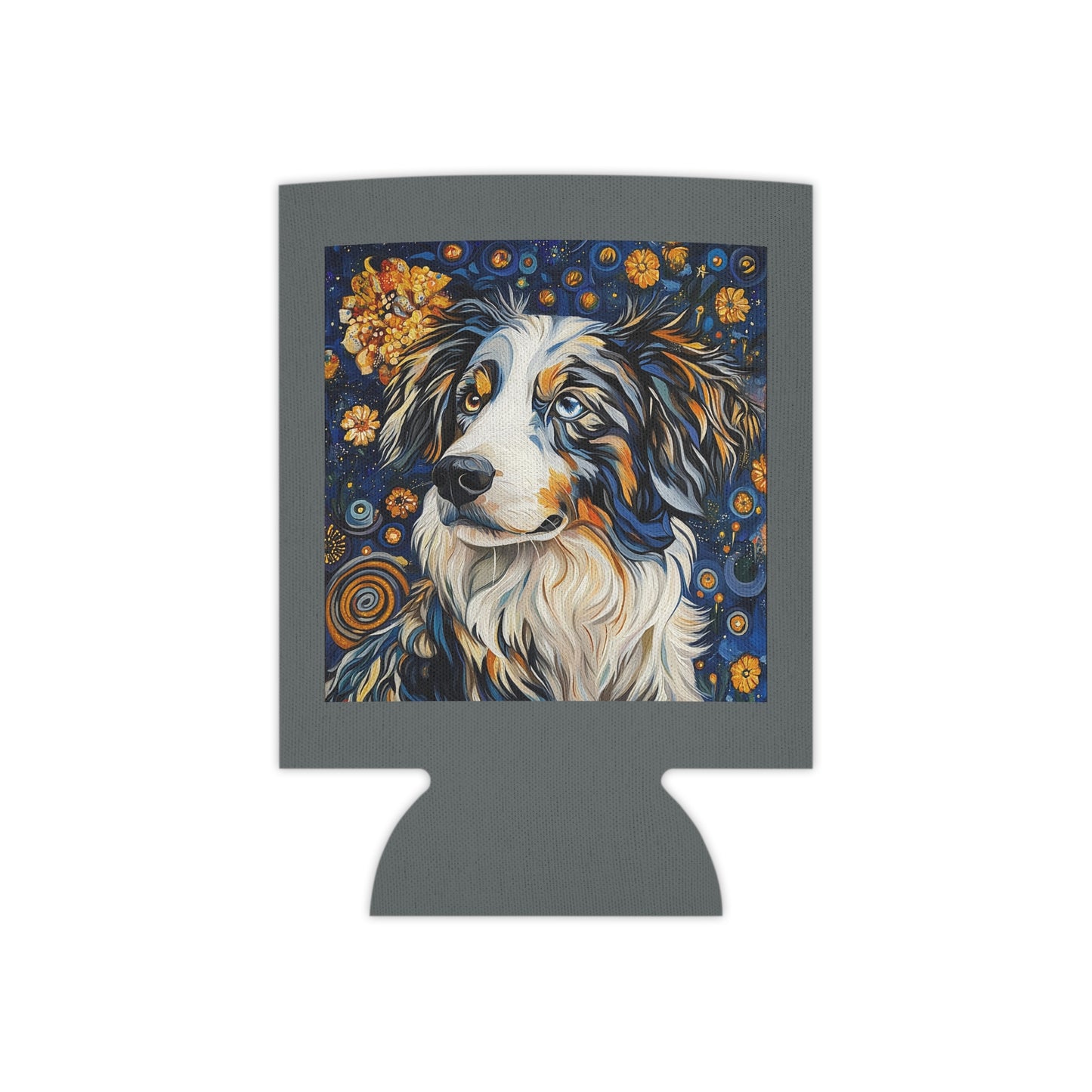 Tri Color Aussie Can Cooler, Pet Lover Gift, Summer BBQ Accessory, Dog Birthday Party Favor, Australian Shepherd