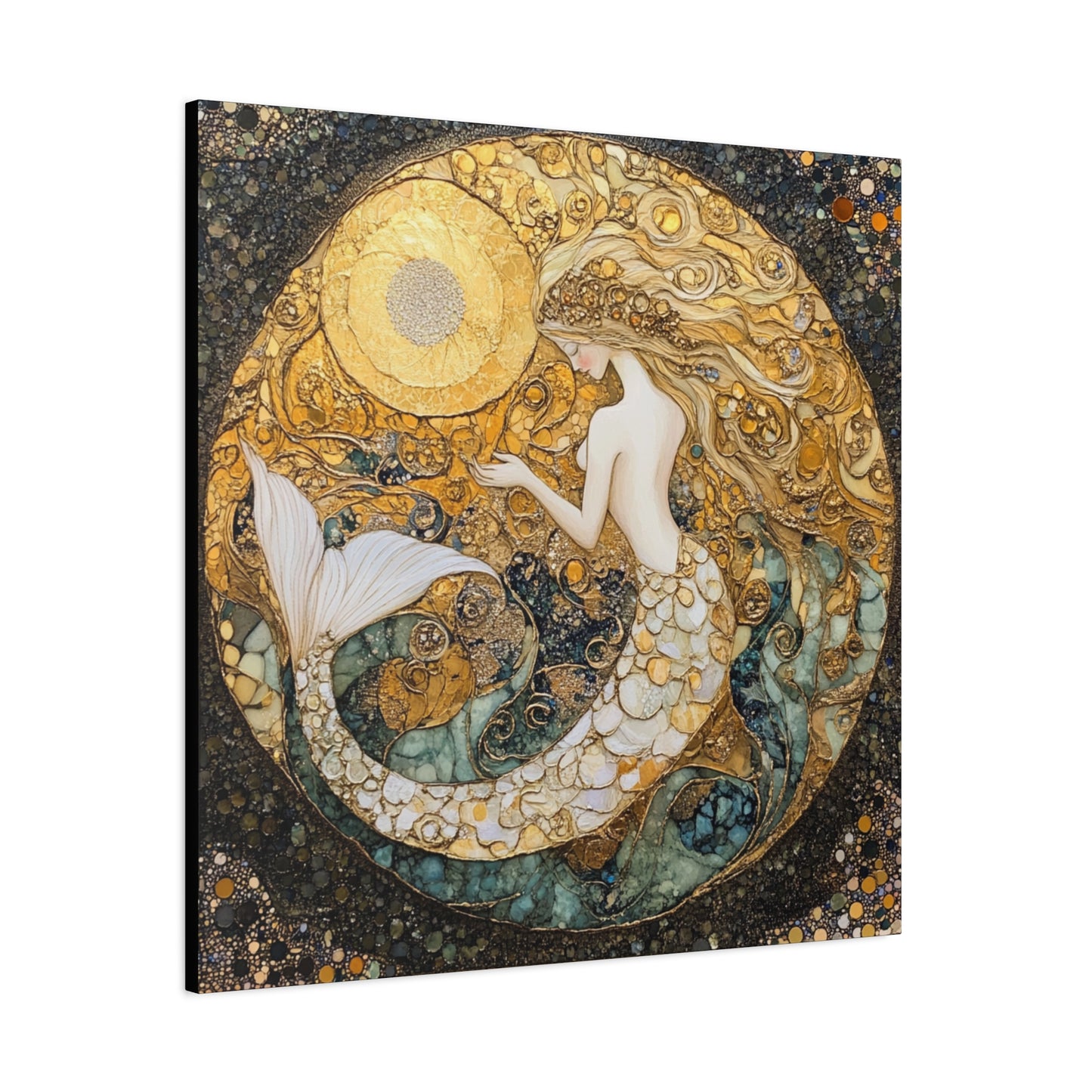 Elegant Mermaid Wall Art - Stretched Matte Canvas, Nautical Decor, Ocean Lover Gift, Home Decoration, Unique Mermaid Artwork