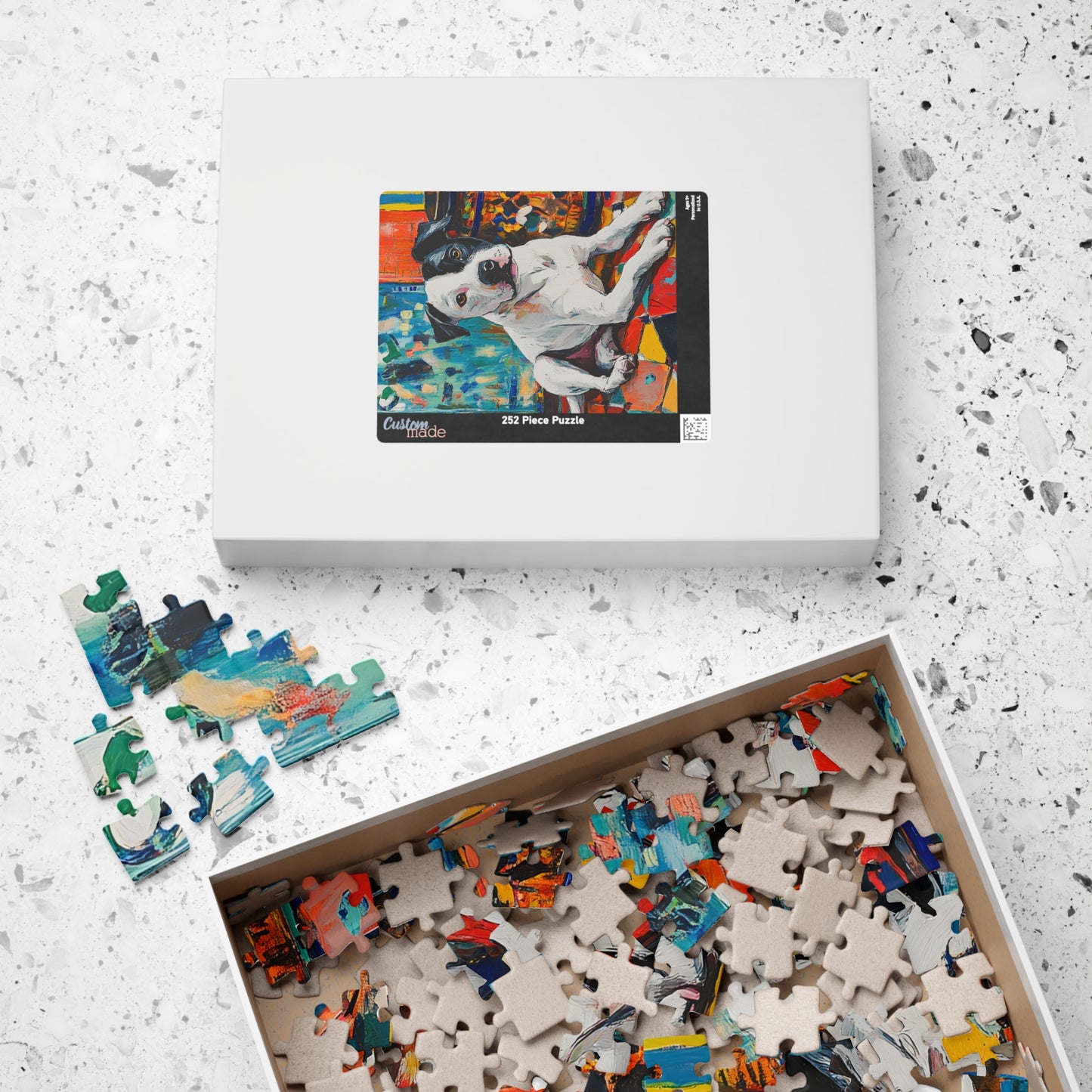 Custom for Verna Colorful Pitbull Art Puzzle – Dog Jigsaw Puzzle (110–1014 pcs)