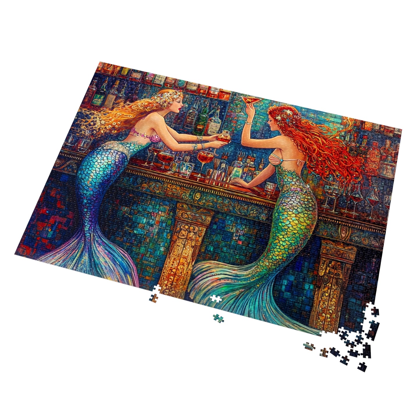 Mermaid Bar Jigsaw Puzzle with Tin | Colorful Ocean Fantasy Puzzle