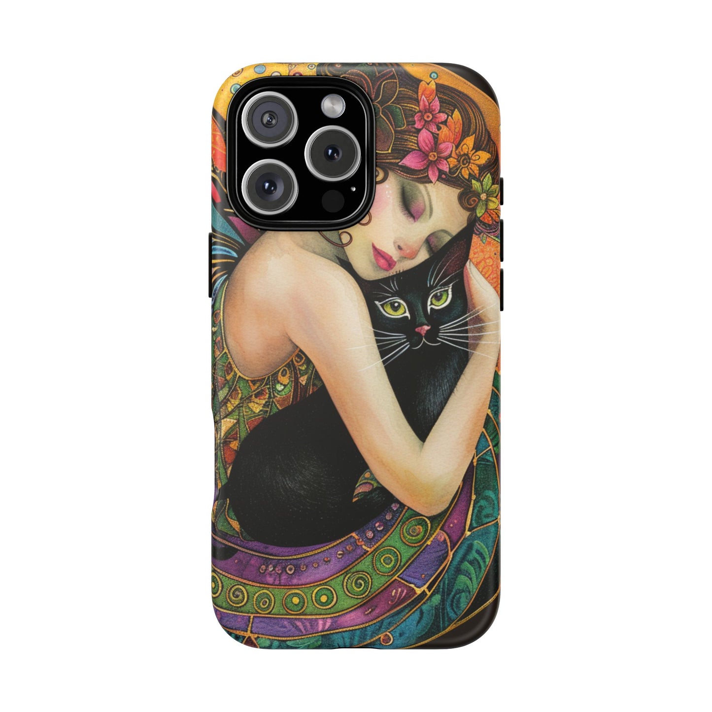 Colorful Art Phone Case with Cat and Fairy Design, Phone Cover Gift for Cat Lovers, Unique Floral Case, Magical Design, Vibrant Phone [...]