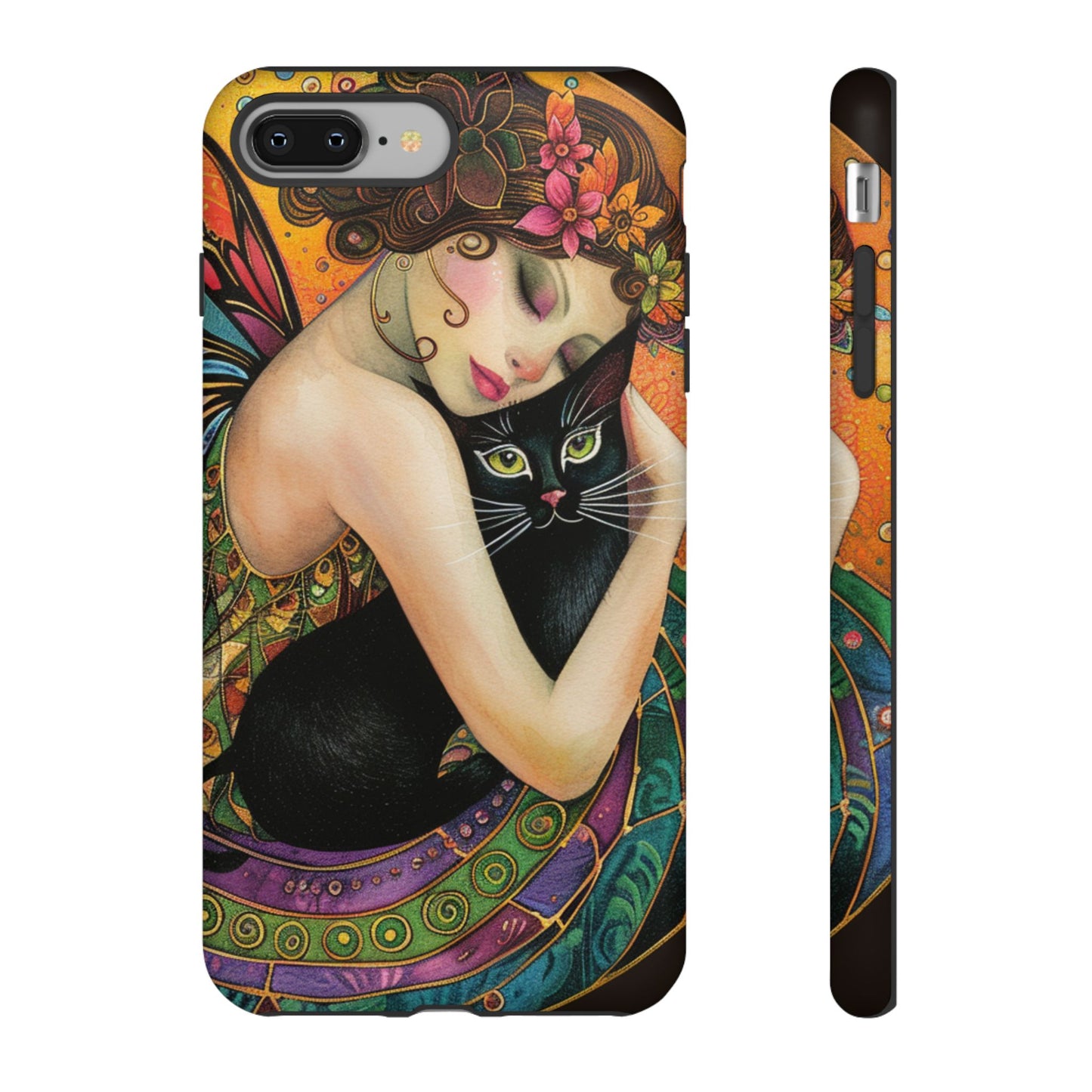 Colorful Art Phone Case with Cat and Fairy Design, Phone Cover Gift for Cat Lovers, Unique Floral Case, Magical Design, Vibrant Phone [...]