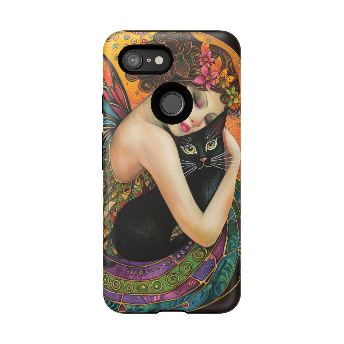 Colorful Art Phone Case with Cat and Fairy Design, Phone Cover Gift for Cat Lovers, Unique Floral Case, Magical Design, Vibrant Phone [...]