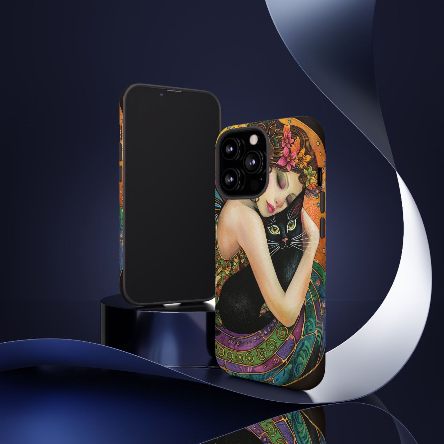 Colorful Art Phone Case with Cat and Fairy Design, Phone Cover Gift for Cat Lovers, Unique Floral Case, Magical Design, Vibrant Phone [...]