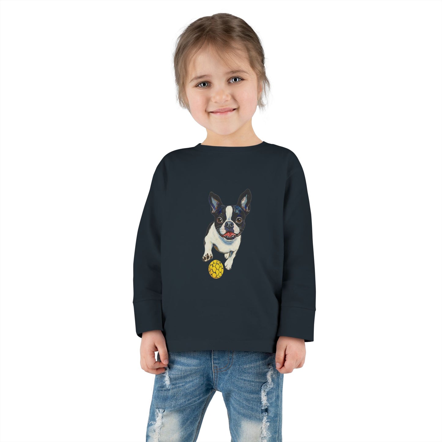 Boston Terrier Pickleball Toddler Long Sleeve Tee - Perfect for Playtime & Pet Lovers