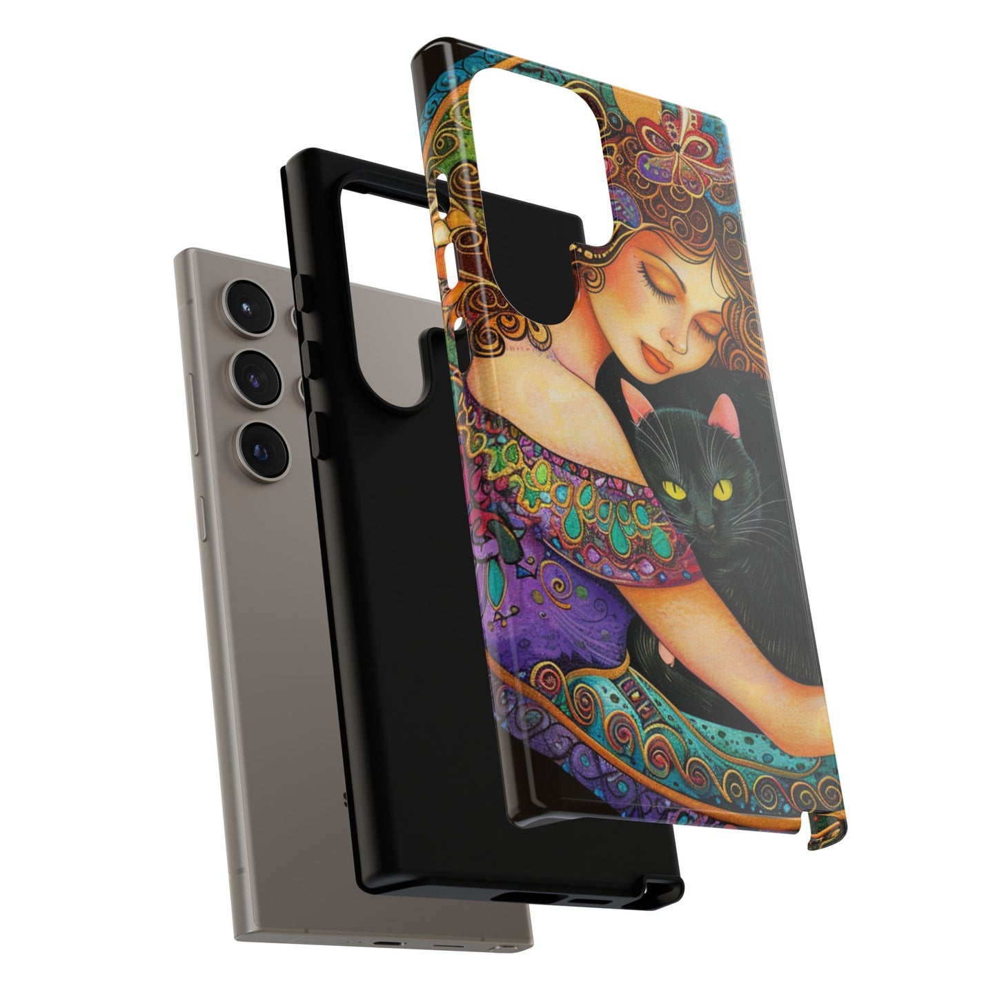 Colorful Cat Art Phone Case, Tough Phone Cover for Cat Lovers, Gift for Pet Owners, Artistic Mobile Case, Cute Cat Design