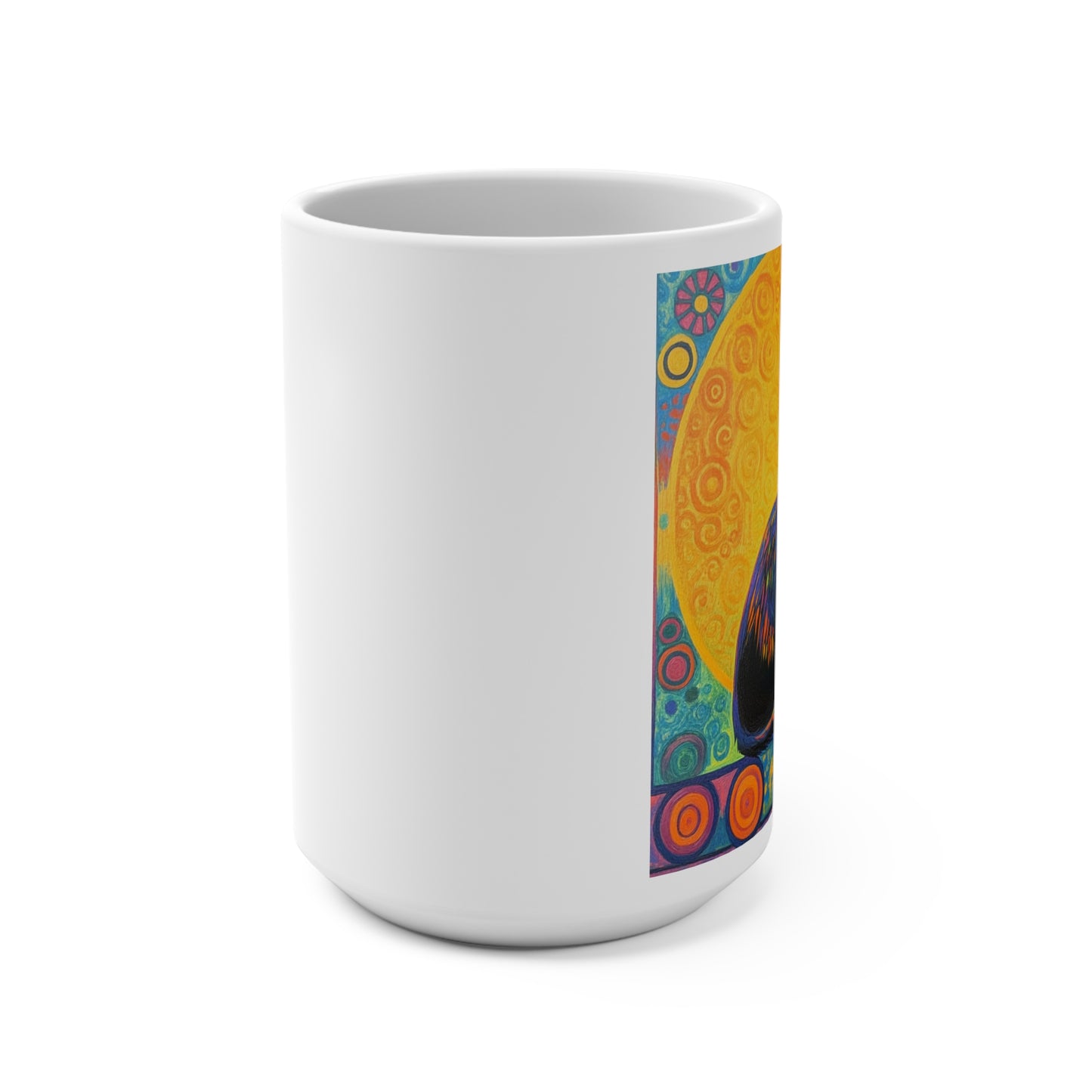 Happy New Year 2026 Black Cat with Golden Moon Mug | Colorful Cat Art, 2026