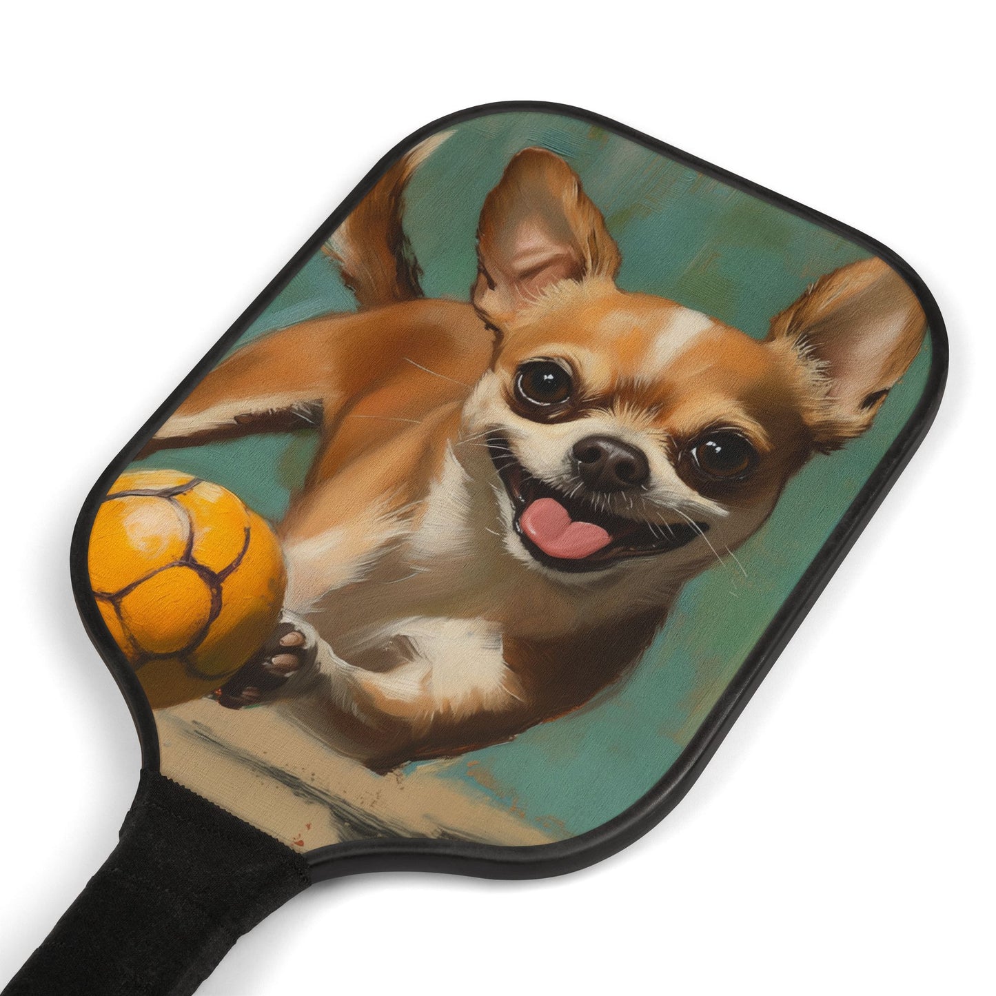 Happy Chihuahua with Ball Pickleball Paddle | Pickleball Kit