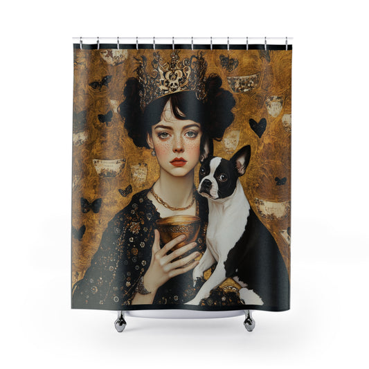 Queen of Cups and Boston Terrier Shower Curtain
