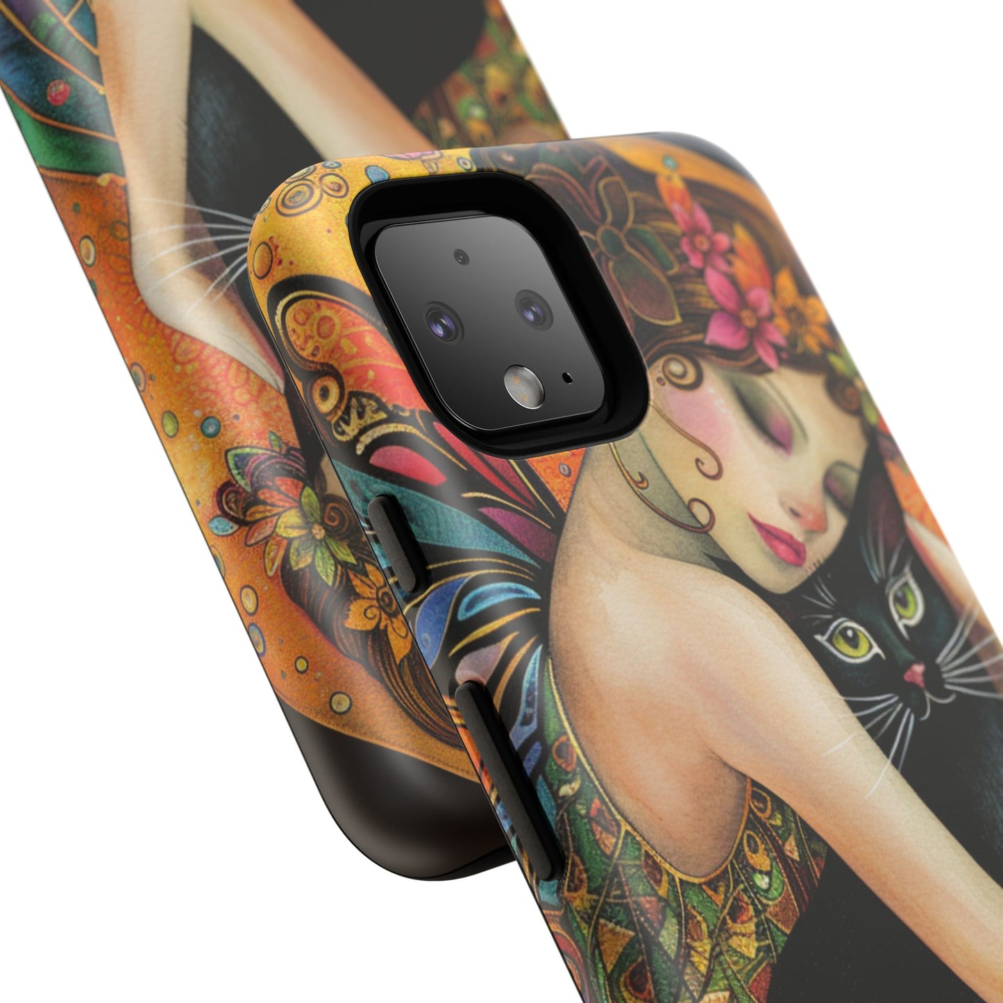 Colorful Art Phone Case with Cat and Fairy Design, Phone Cover Gift for Cat Lovers, Unique Floral Case, Magical Design, Vibrant Phone [...]