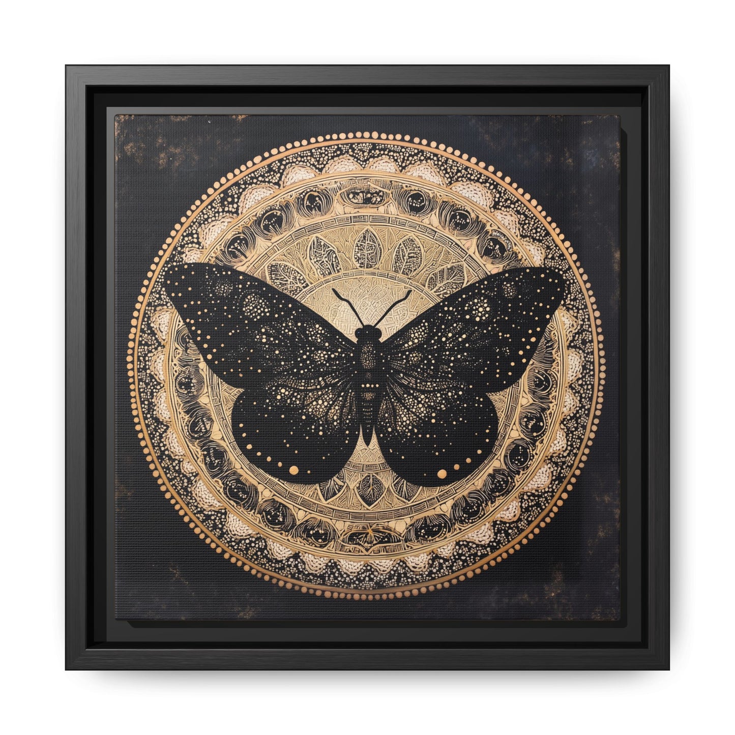 Black Moth Mandala Matte Canvas Framed | Wall Art