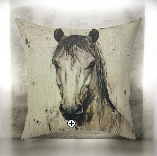 Watercolor Horse Portrait Pillow | Faux Suede Square Pillow