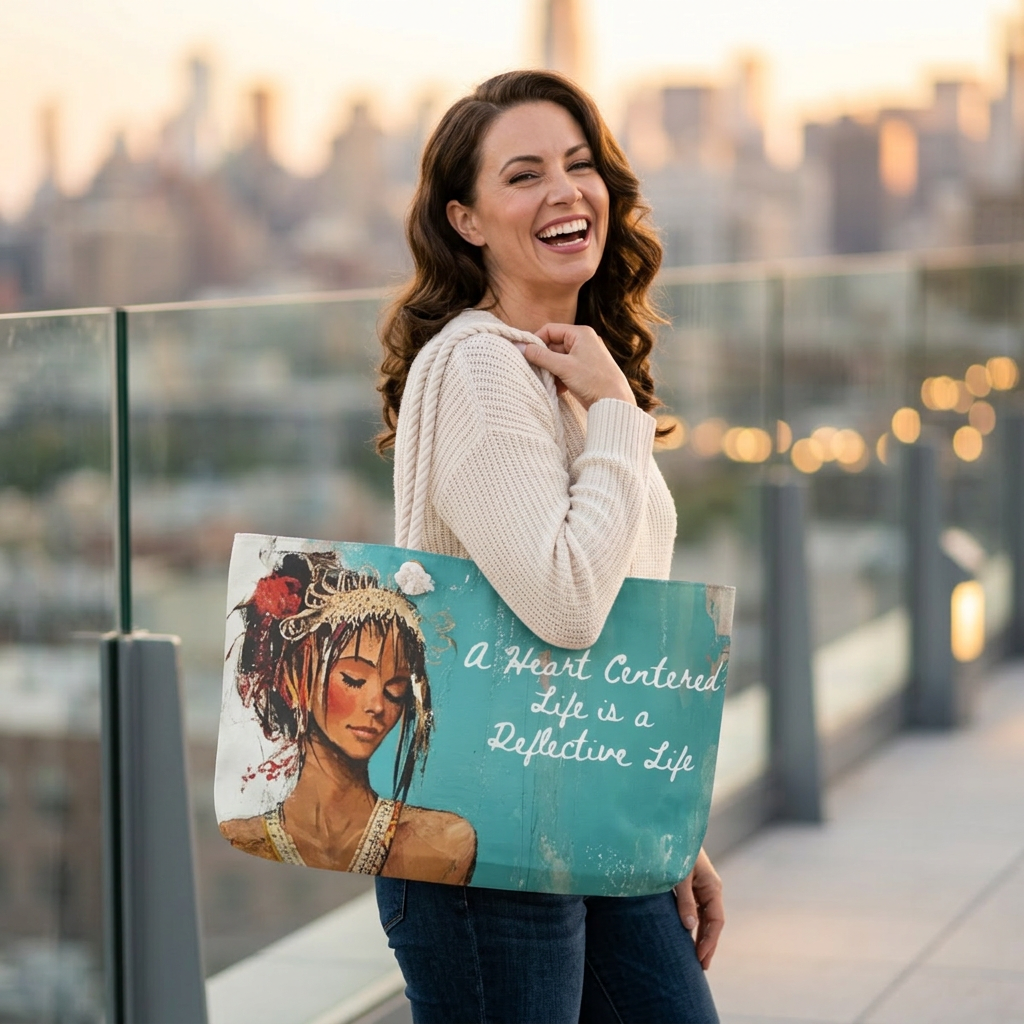 Heart Centered Life Weekender Bag | Boho Woman Art Tote