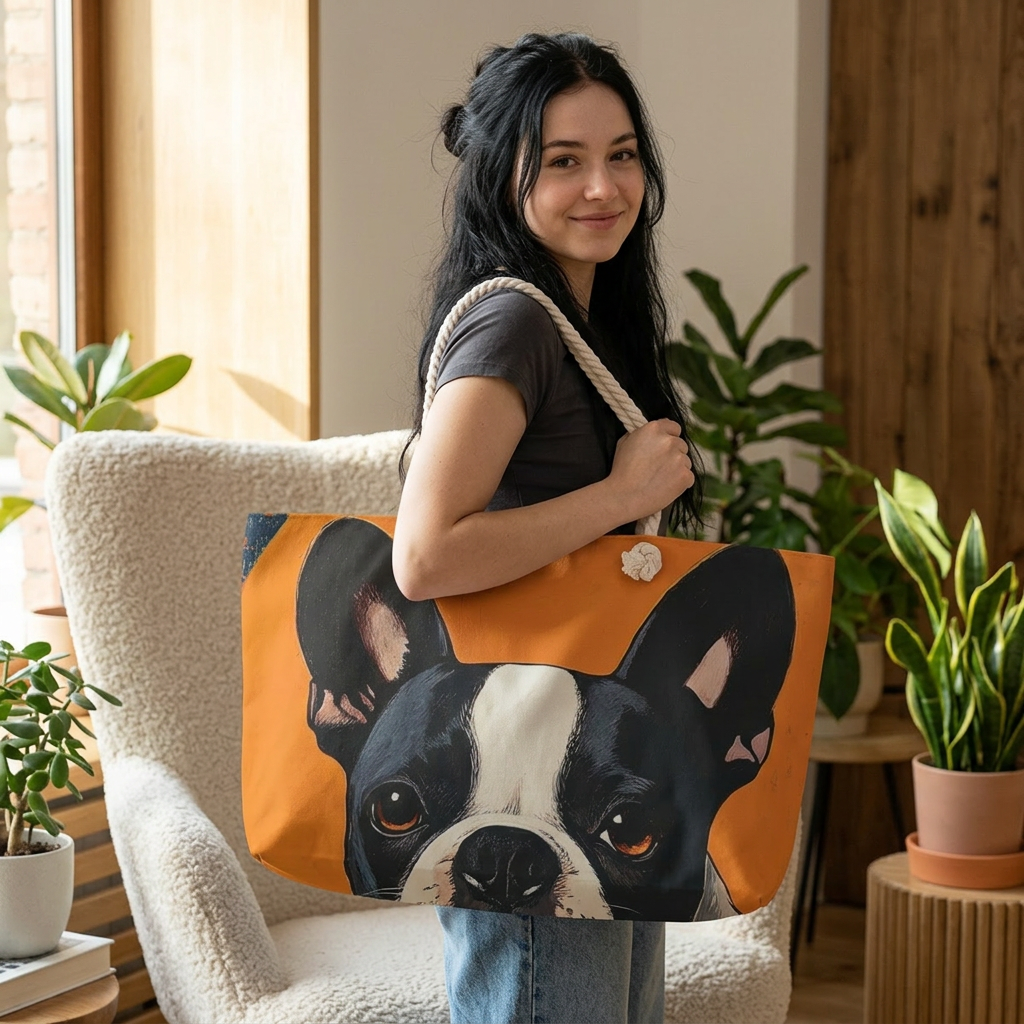 Peeking Boston Terrier Weekender Bag Colorblock Pop Art Mid Century Modern