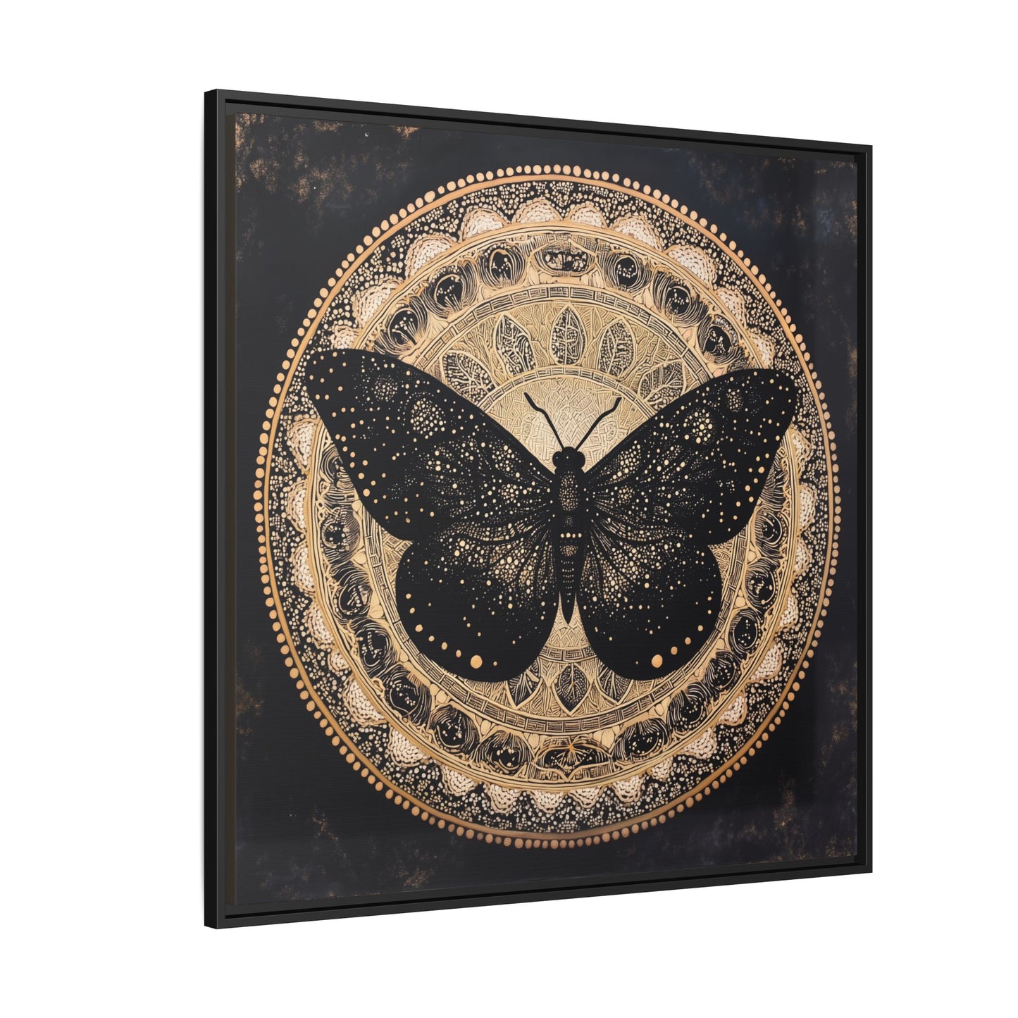 Black Moth Mandala Matte Canvas Framed | Wall Art