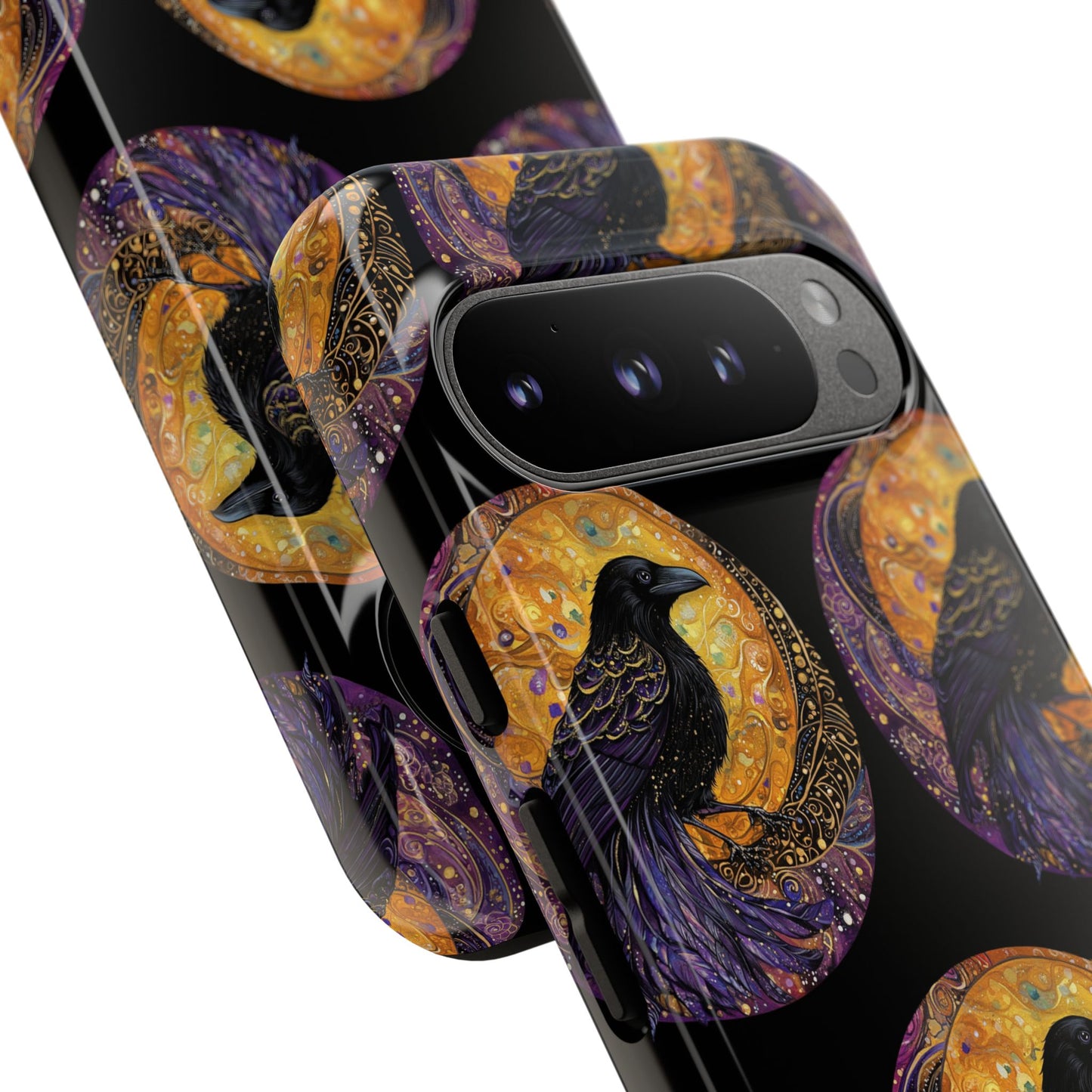 Raven Celestial Phone Case, Astrological Gift, Bird Lover Accessory, Tough Phone Cover, Gothic Aesthetic, Halloween Tech Decor