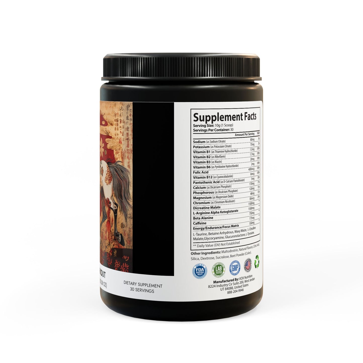 Pre-Workout Supplement, Watermelon (300g, 10.58oz) Year of The Fire Horse Illustration
