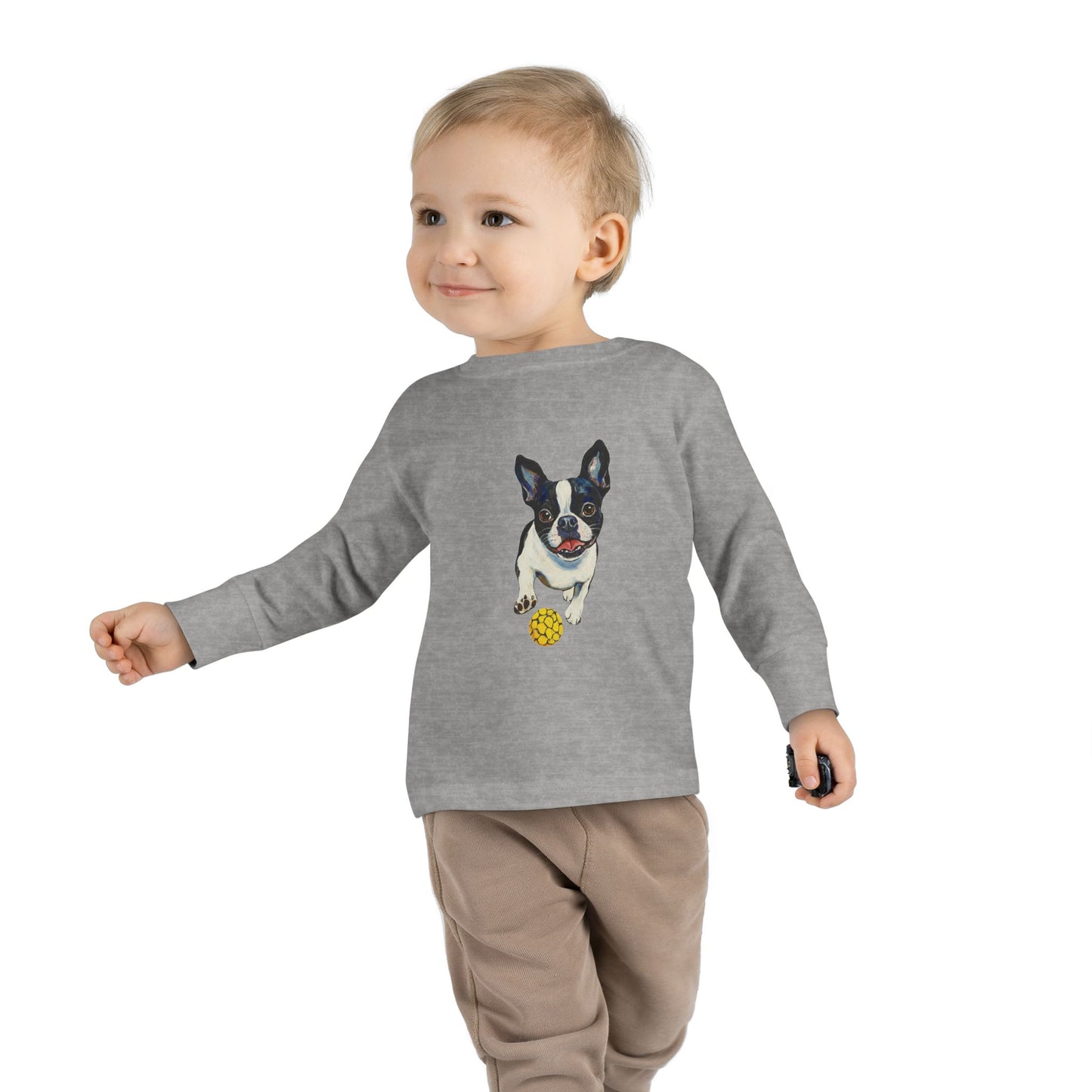 Boston Terrier Pickleball Toddler Long Sleeve Tee - Perfect for Playtime & Pet Lovers