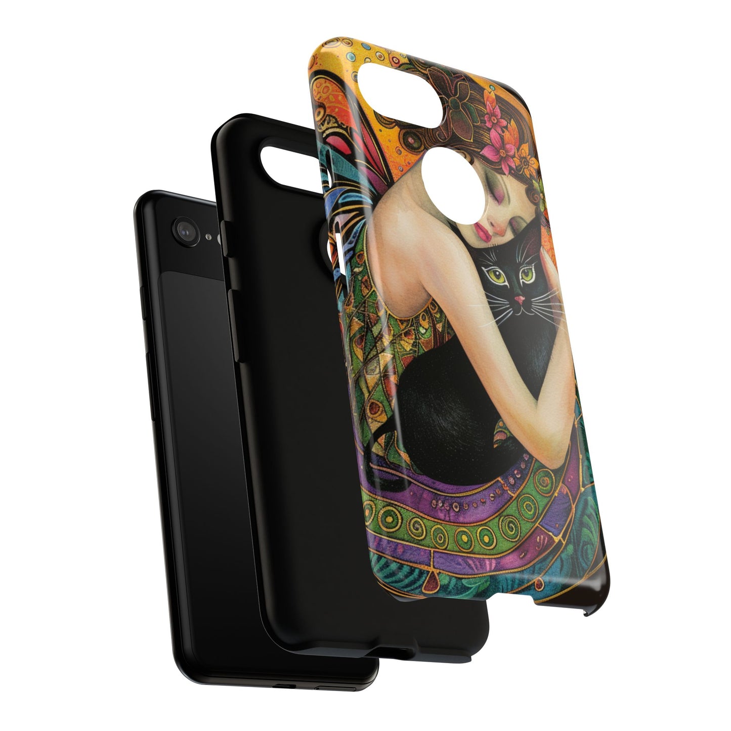 Colorful Art Phone Case with Cat and Fairy Design, Phone Cover Gift for Cat Lovers, Unique Floral Case, Magical Design, Vibrant Phone [...]