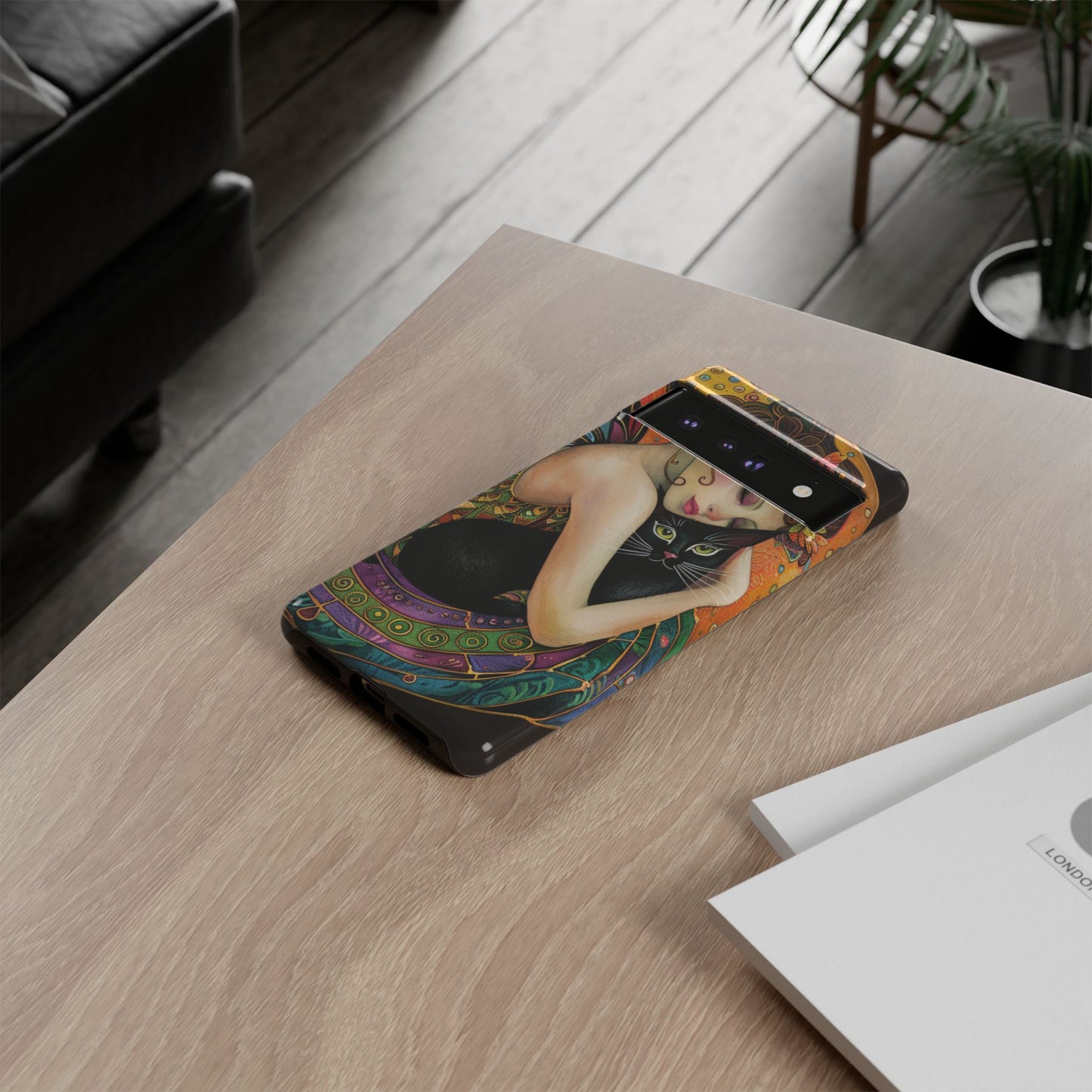 Colorful Art Phone Case with Cat and Fairy Design, Phone Cover Gift for Cat Lovers, Unique Floral Case, Magical Design, Vibrant Phone [...]