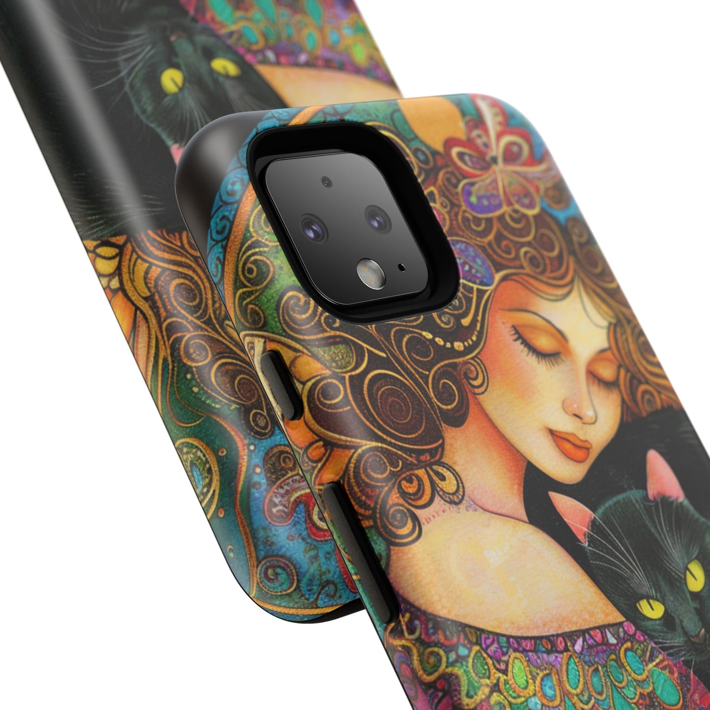 Colorful Cat Art Phone Case, Tough Phone Cover for Cat Lovers, Gift for Pet Owners, Artistic Mobile Case, Cute Cat Design