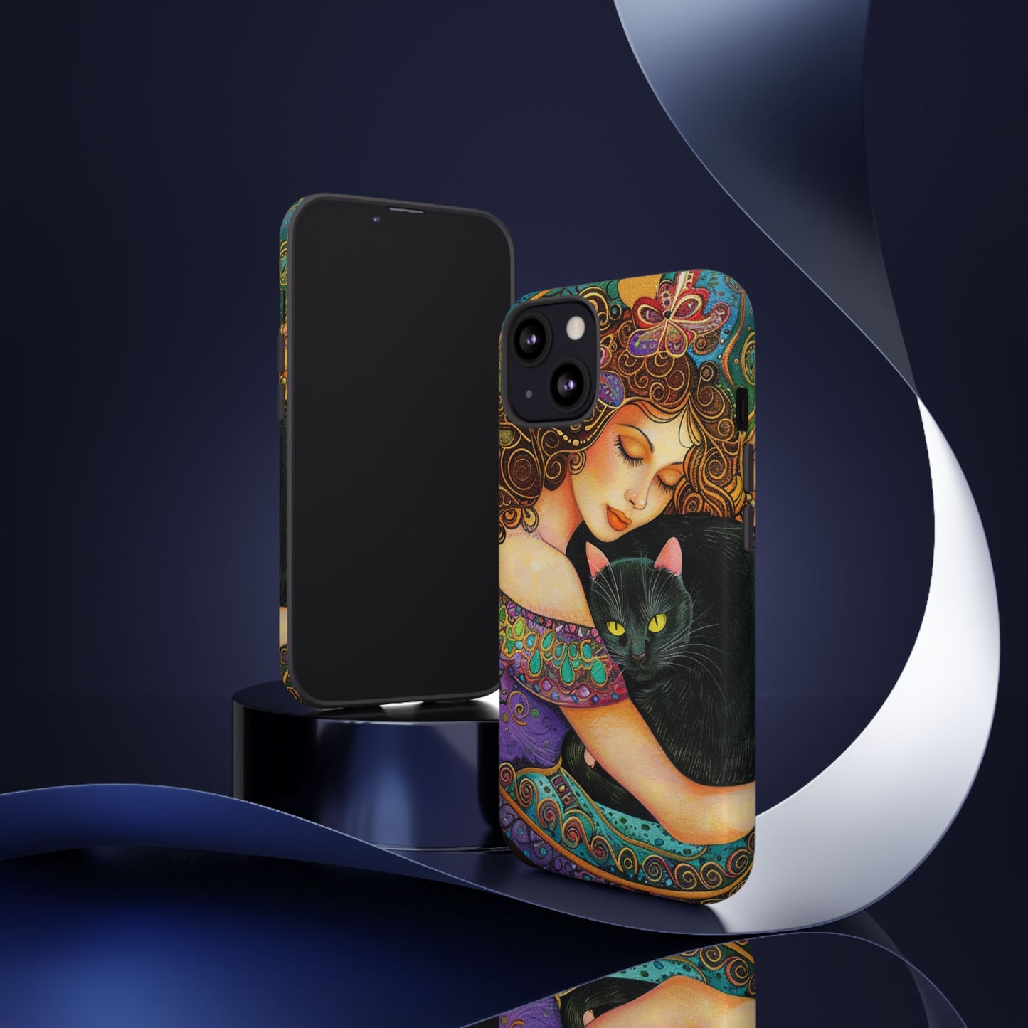 Colorful Cat Art Phone Case, Tough Phone Cover for Cat Lovers, Gift for Pet Owners, Artistic Mobile Case, Cute Cat Design