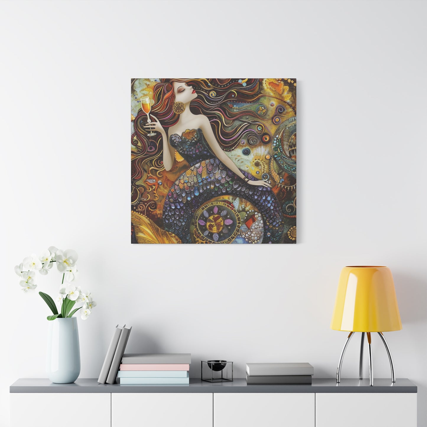 Mermaid Art Canvas, Relaxing Home Decor, Whimsical Wall Art, Unique Gift, Fantasy Artwork
