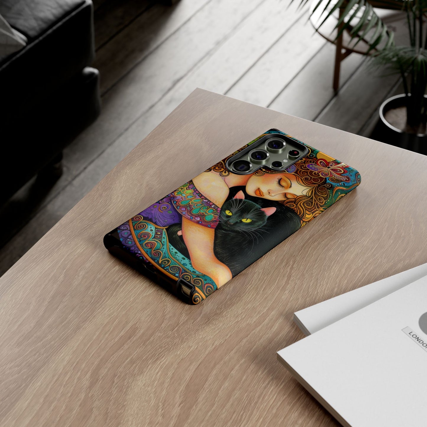 Colorful Cat Art Phone Case, Tough Phone Cover for Cat Lovers, Gift for Pet Owners, Artistic Mobile Case, Cute Cat Design