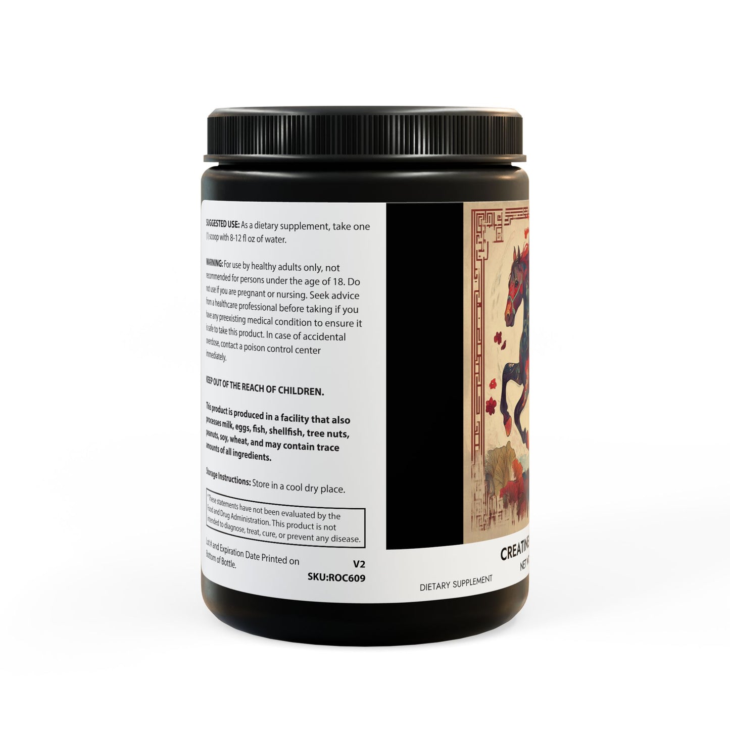 Creatine Monohydrate Supplement (300g, 10.58oz) Year of The Horse Illustration