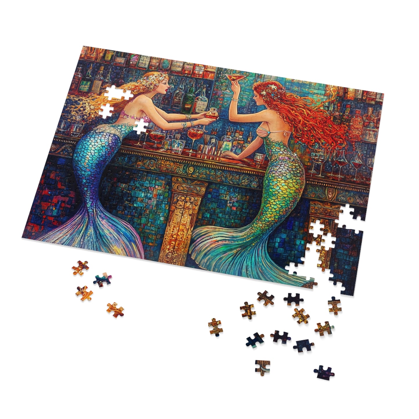 Mermaid Bar Jigsaw Puzzle with Tin | Colorful Ocean Fantasy Puzzle