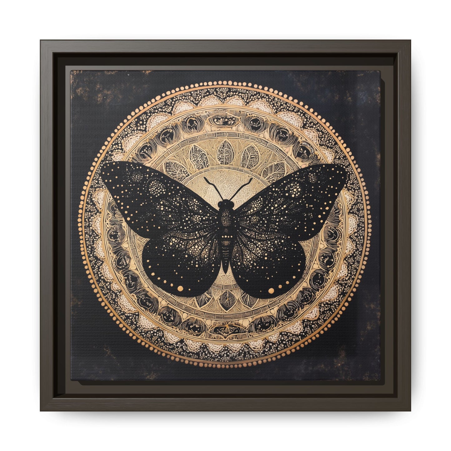 Black Moth Mandala Matte Canvas Framed | Wall Art