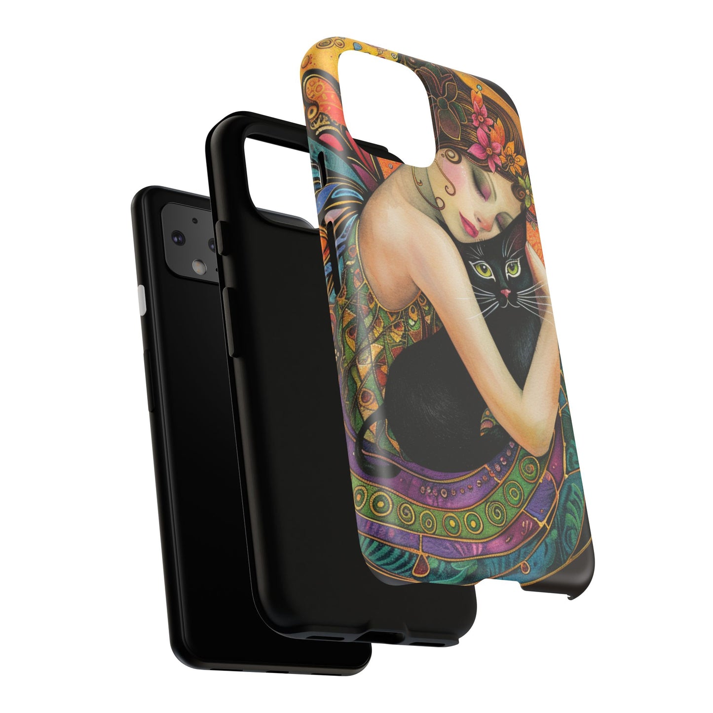 Colorful Art Phone Case with Cat and Fairy Design, Phone Cover Gift for Cat Lovers, Unique Floral Case, Magical Design, Vibrant Phone [...]