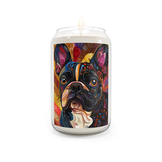 Colorful French Bulldog Art Candle | Soy Candle