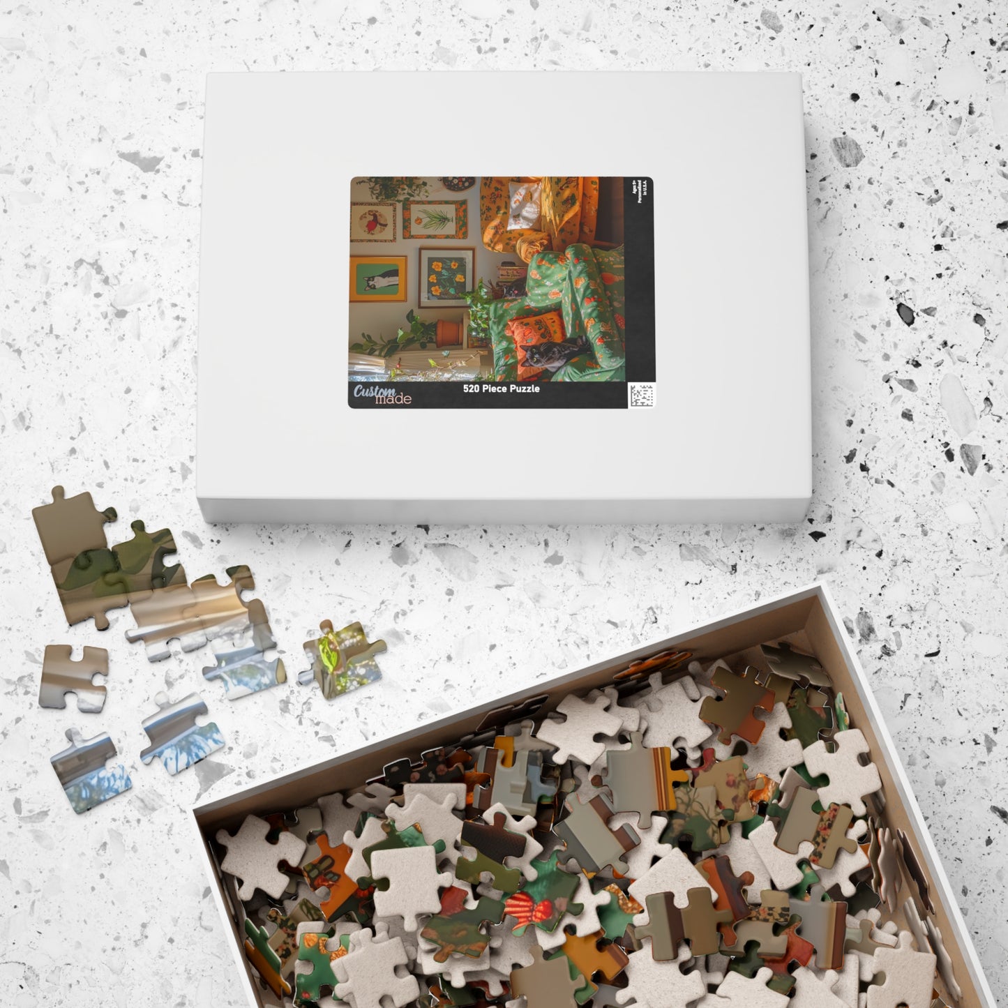 Cozy Living Room Black Cat Print Puzzle