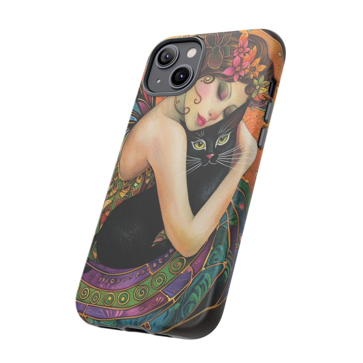 Colorful Art Phone Case with Cat and Fairy Design, Phone Cover Gift for Cat Lovers, Unique Floral Case, Magical Design, Vibrant Phone [...]