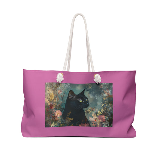 Bodhi Black Cat Weekender Bag, Stylish Tote for Travel, Beach, Gym, Gifts for Cat Lovers, Unique Pet Accessories