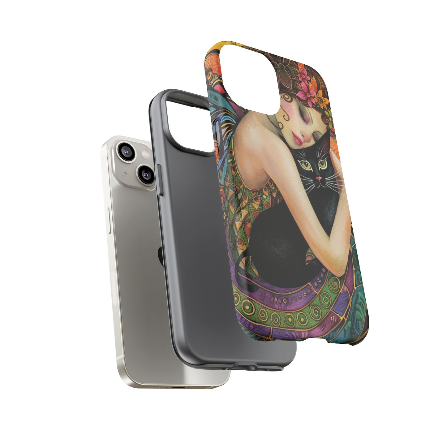 Colorful Art Phone Case with Cat and Fairy Design, Phone Cover Gift for Cat Lovers, Unique Floral Case, Magical Design, Vibrant Phone [...]