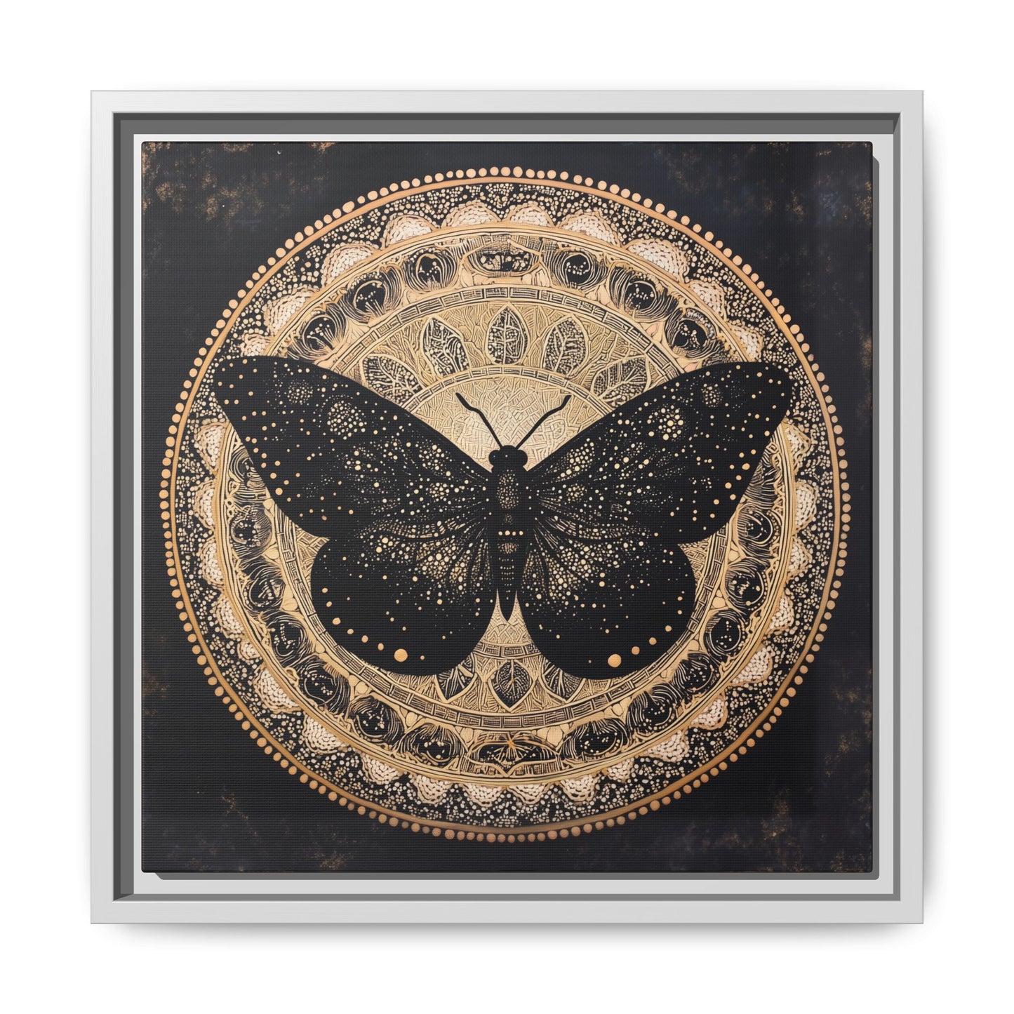 Black Moth Mandala Matte Canvas Framed | Wall Art