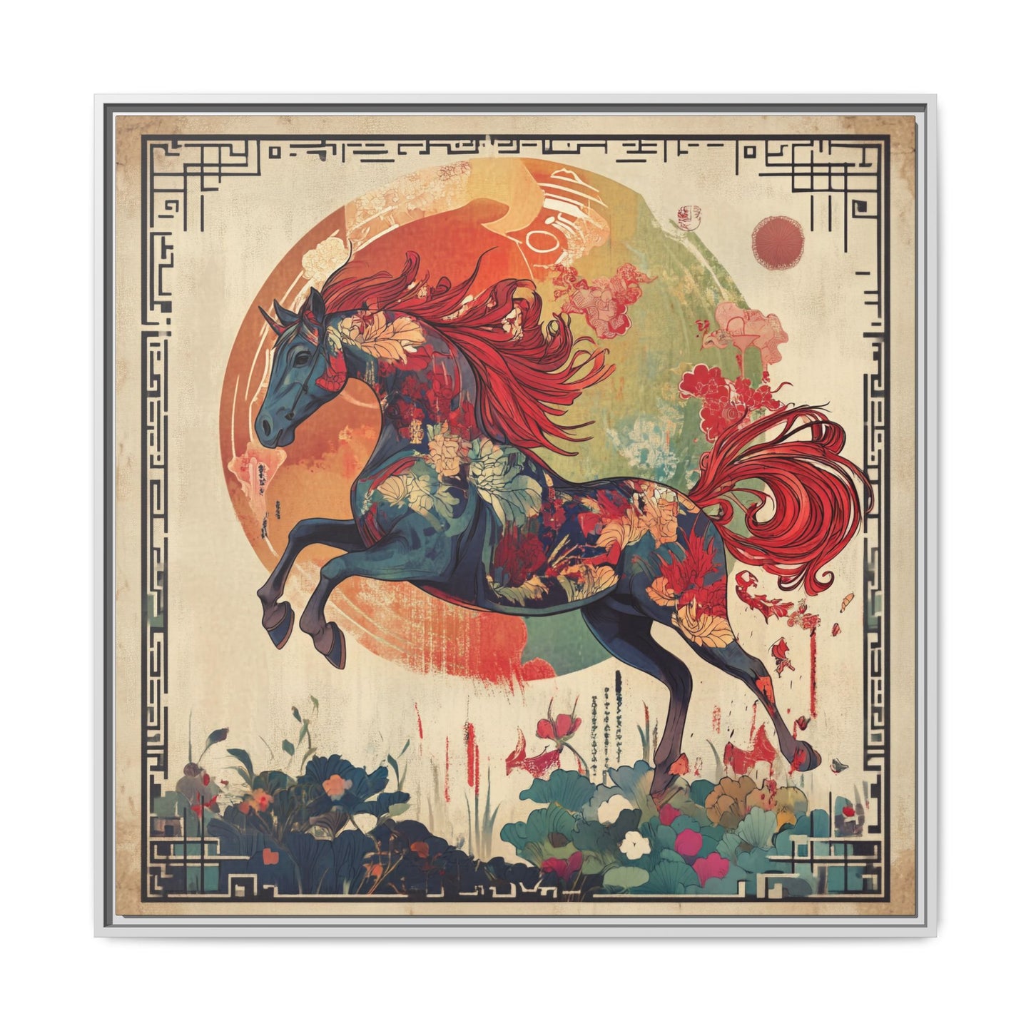 Fire Horse Year Matte Canvas Framed Print