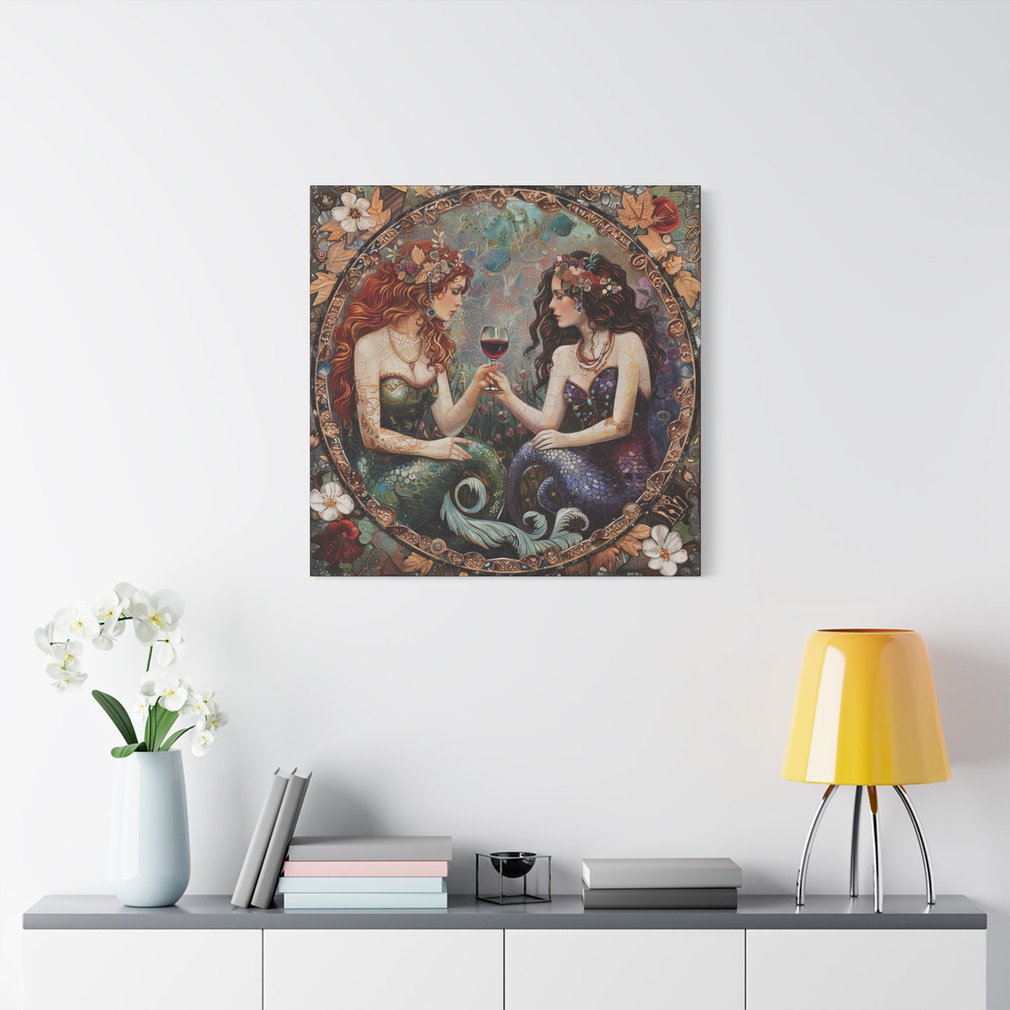 Mermaid in Paris Canvas Print, Mermaid Lovers, Mermaid Gift, Girlfriend Gift, Mermaid Canvas, Choose Your Size Canvas Options