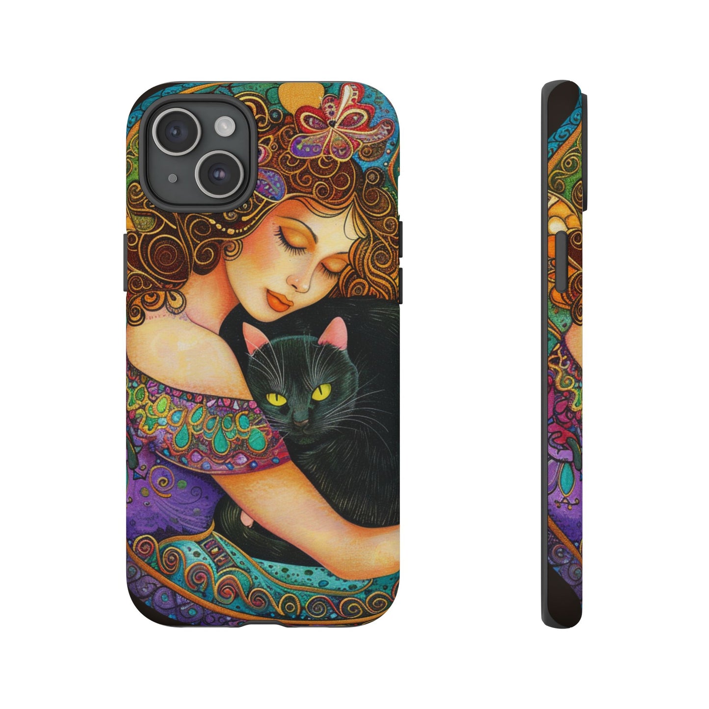 Colorful Cat Art Phone Case, Tough Phone Cover for Cat Lovers, Gift for Pet Owners, Artistic Mobile Case, Cute Cat Design