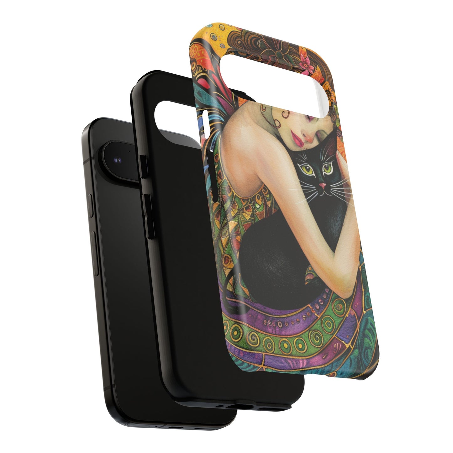 Colorful Art Phone Case with Cat and Fairy Design, Phone Cover Gift for Cat Lovers, Unique Floral Case, Magical Design, Vibrant Phone [...]