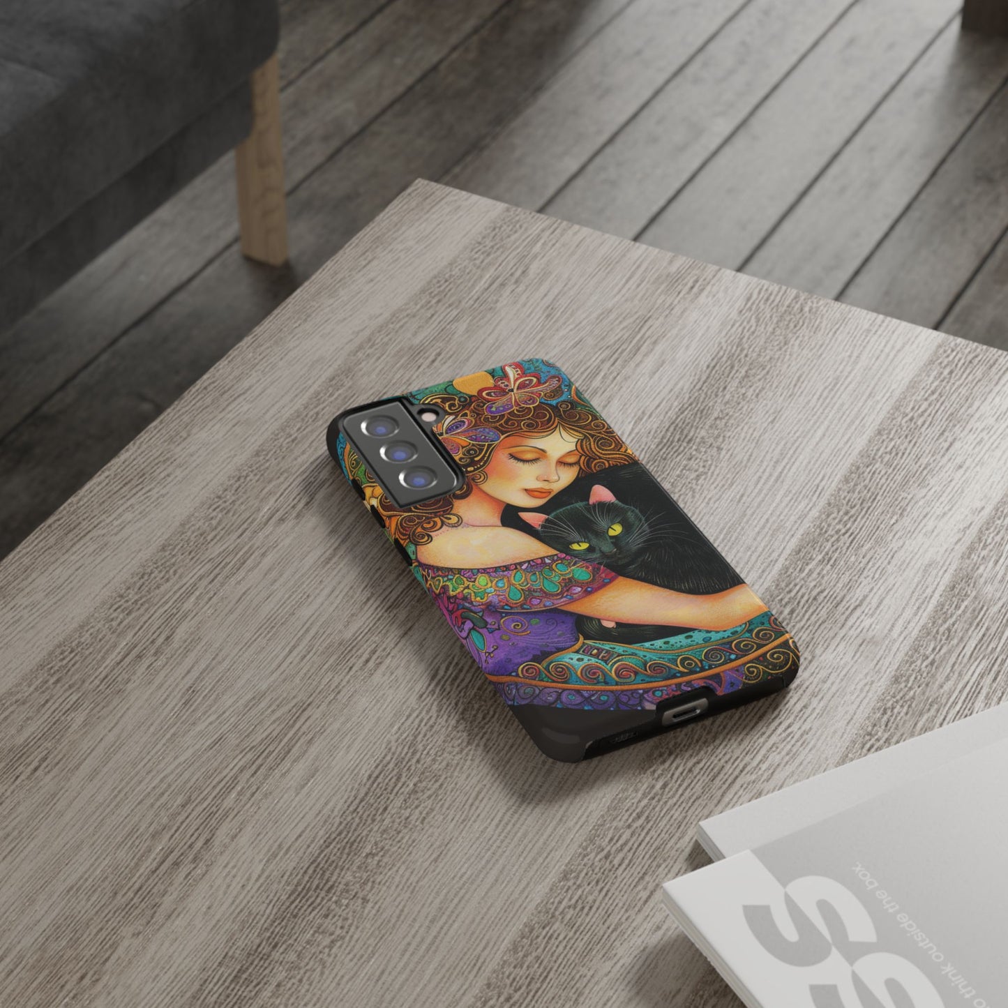 Colorful Cat Art Phone Case, Tough Phone Cover for Cat Lovers, Gift for Pet Owners, Artistic Mobile Case, Cute Cat Design