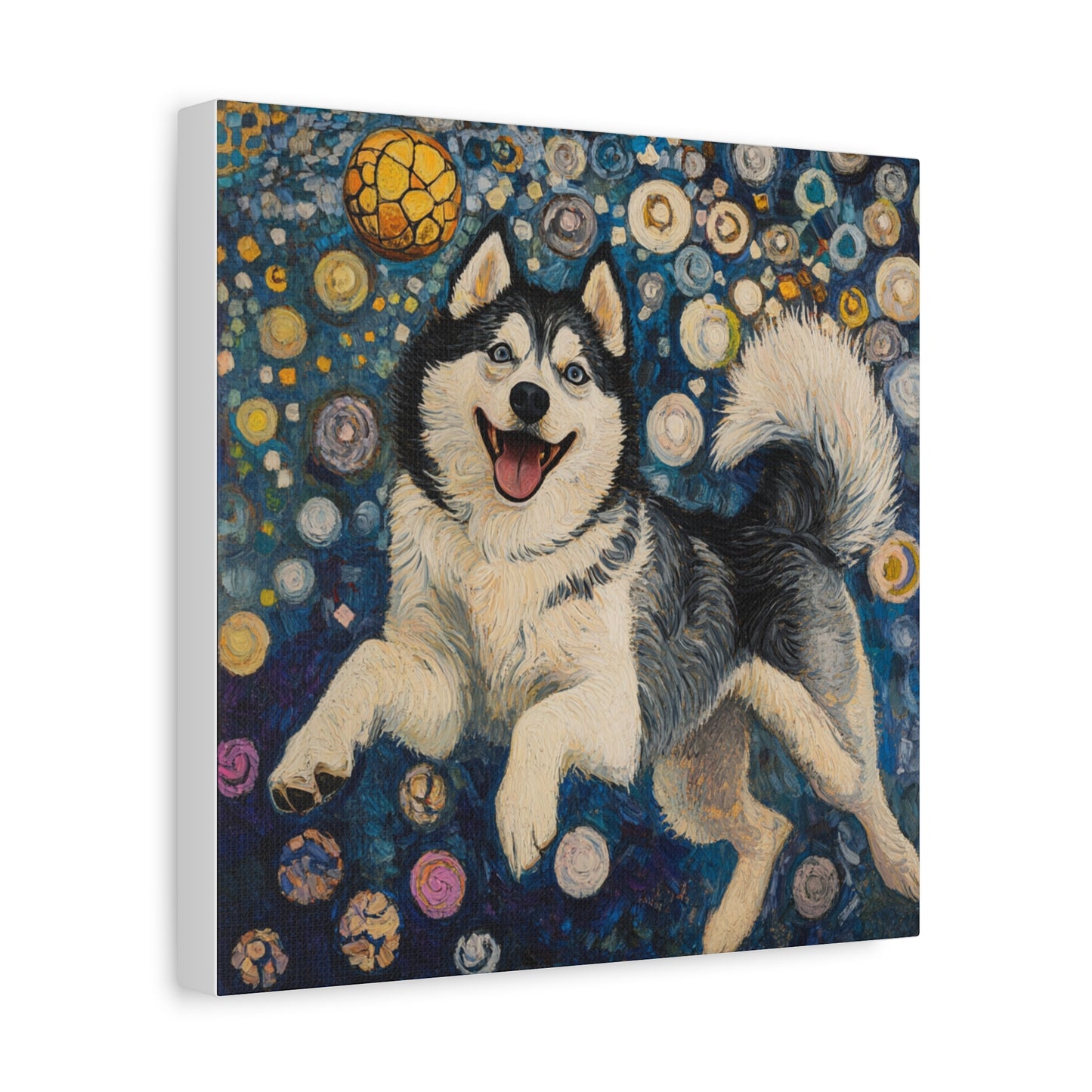 Joyful Husky Canvas Art, Pet Wall Decor, Dog Lovers Gift, Home Decoration, Animal Art, Husky Portrait