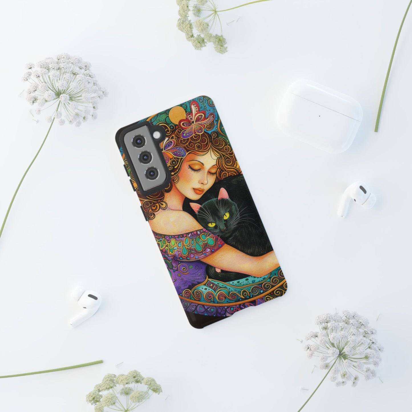 Colorful Cat Art Phone Case, Tough Phone Cover for Cat Lovers, Gift for Pet Owners, Artistic Mobile Case, Cute Cat Design