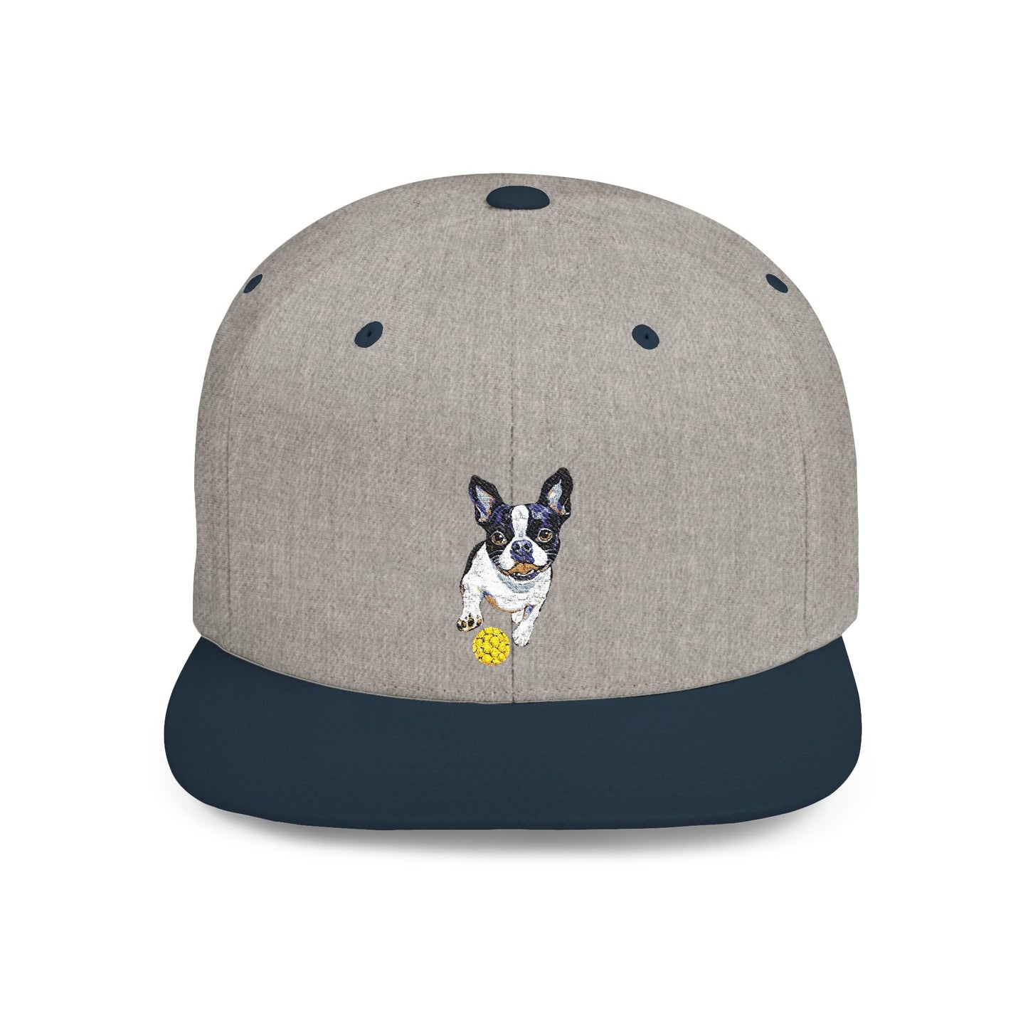 Picklball Boston Terrier Flat Bill Snapback Cap