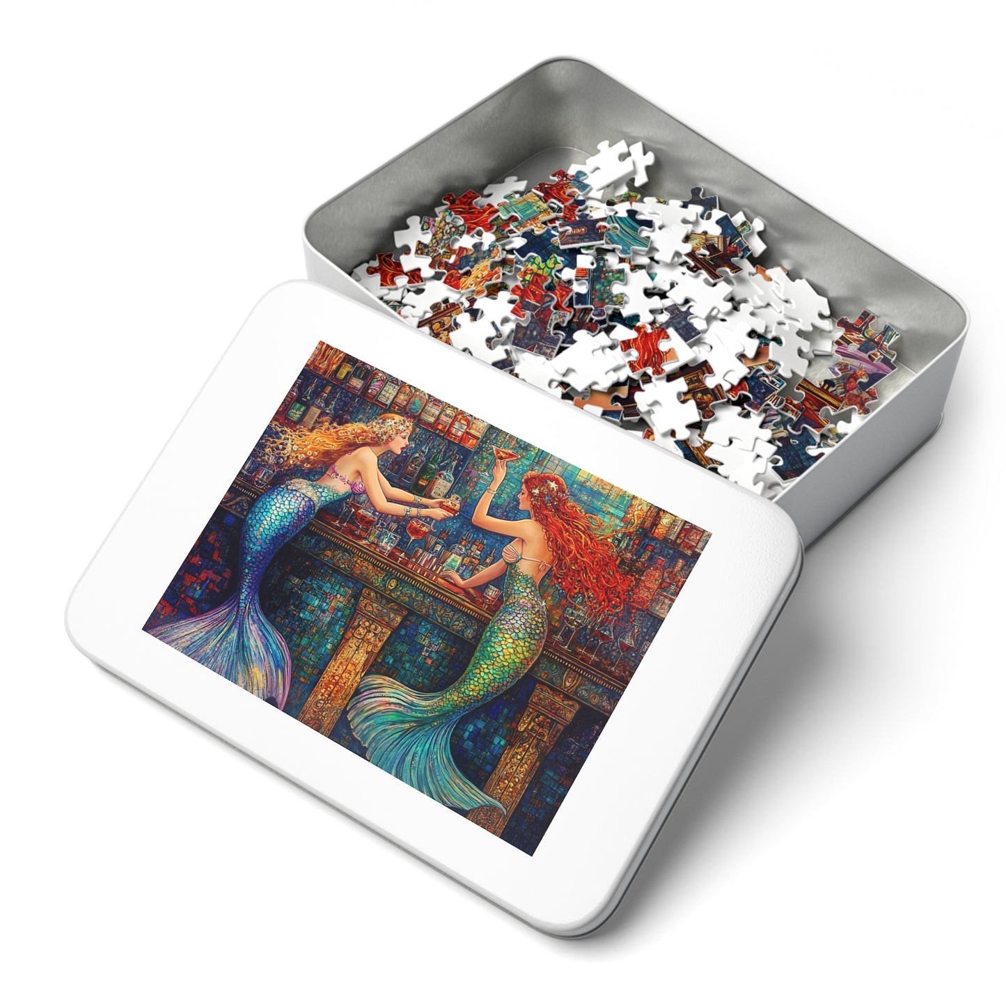 Mermaid Bar Jigsaw Puzzle with Tin | Colorful Ocean Fantasy Puzzle