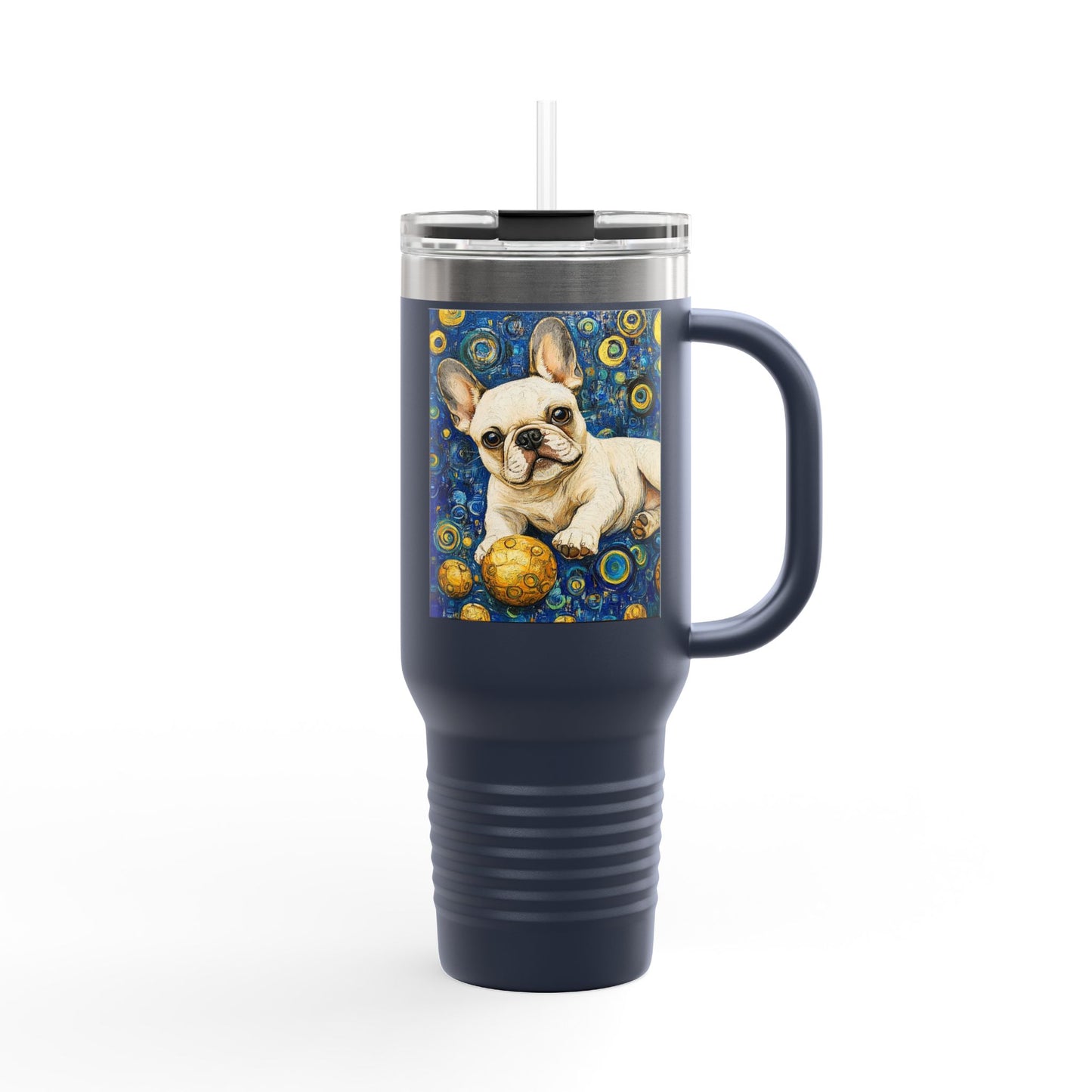 Cute French Bulldog Insulated Travel Mug, 40oz - Perfect for Pet Lovers, Gift for Dog Owners, Travel Companion, Coffee Mug, Birthday Present