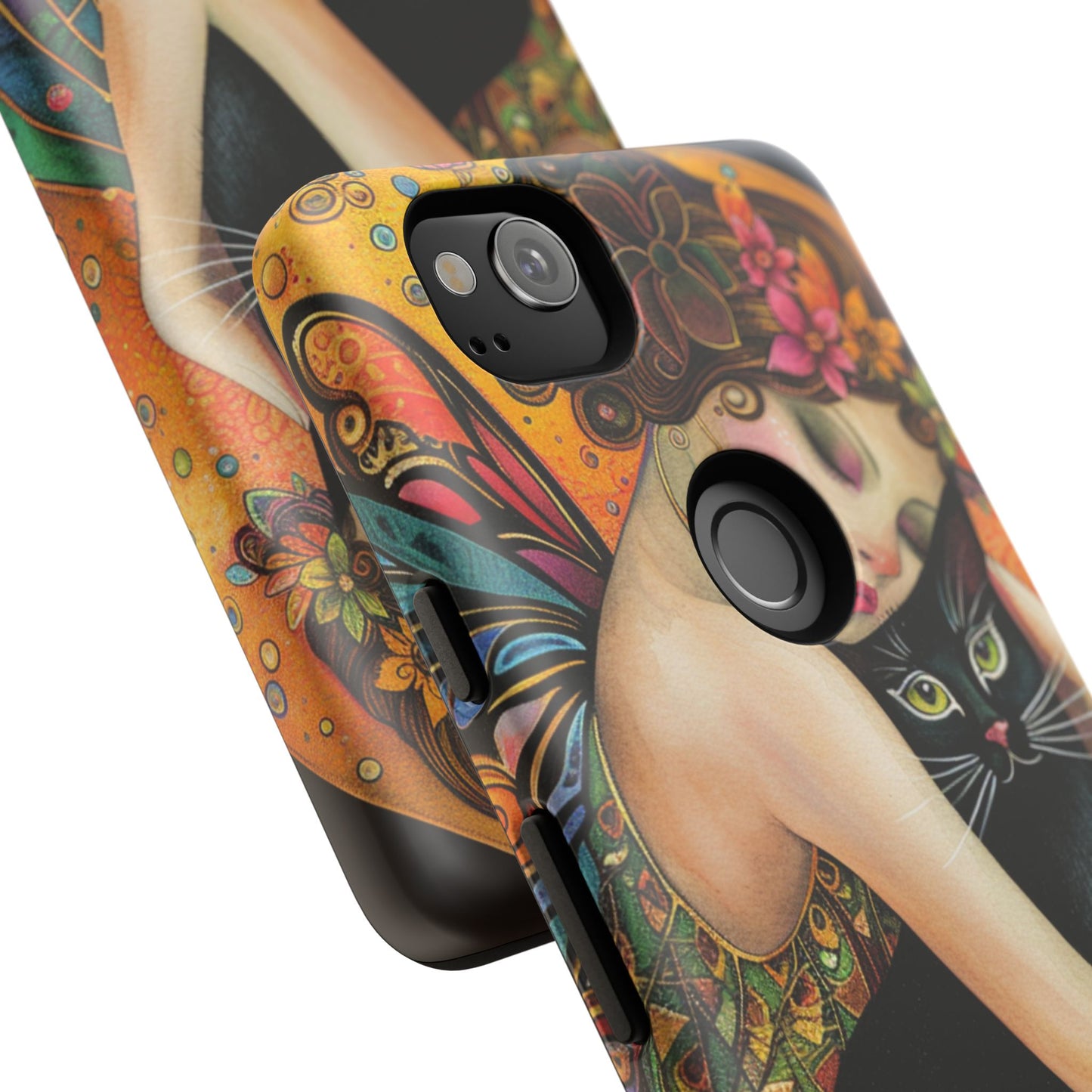 Colorful Art Phone Case with Cat and Fairy Design, Phone Cover Gift for Cat Lovers, Unique Floral Case, Magical Design, Vibrant Phone [...]