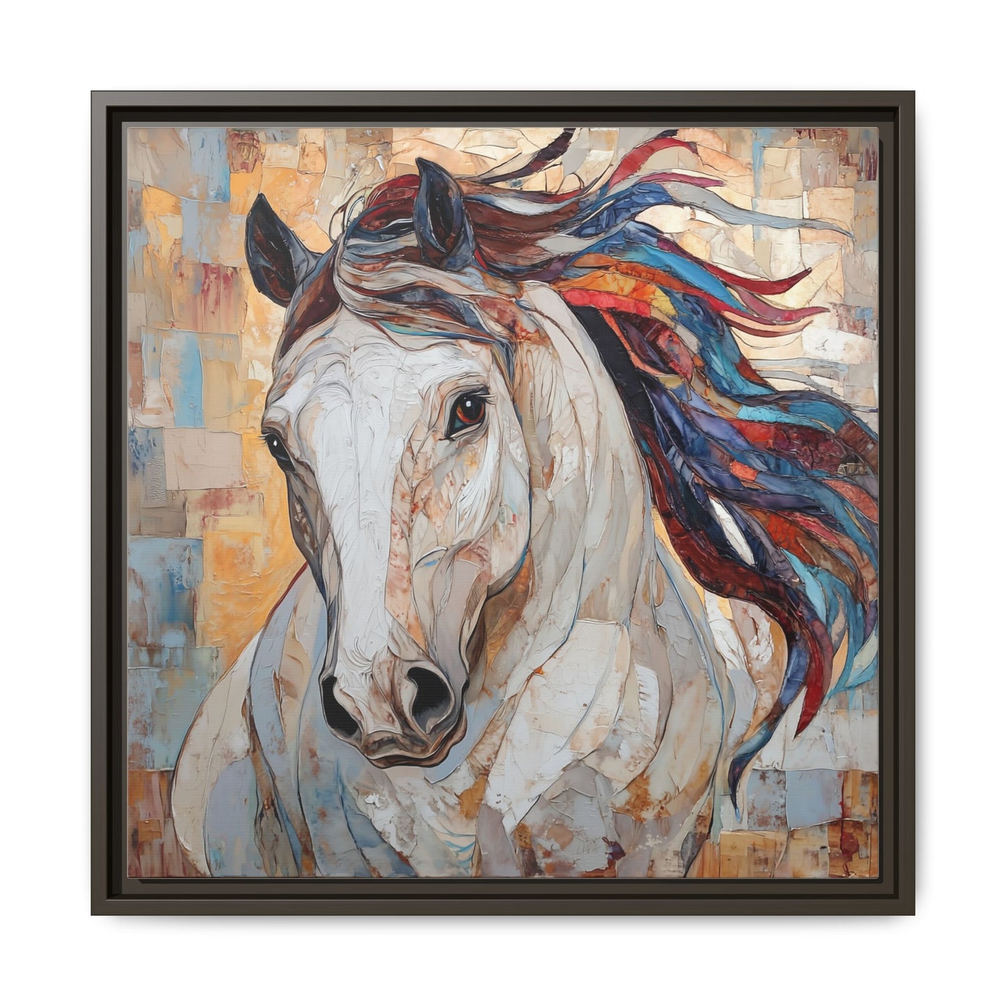 Colorful Mane Horse Matte Canvas Framed | Equine Wall Art